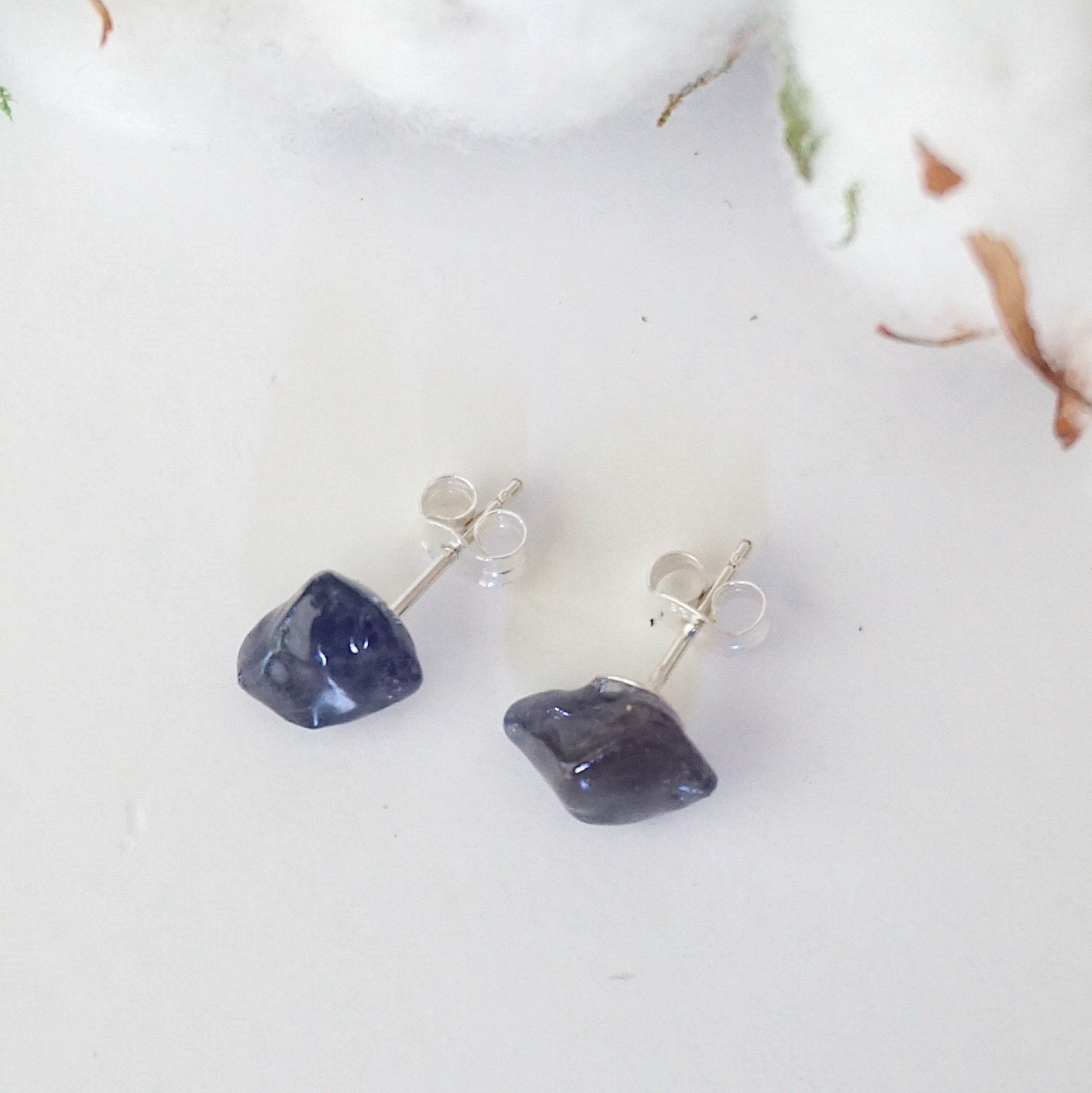 Iolite Light Sapphire Stud Earrings - Hypoallergenic Post Earrings for Women, Perfect for Everyday Wear & Special Occasions