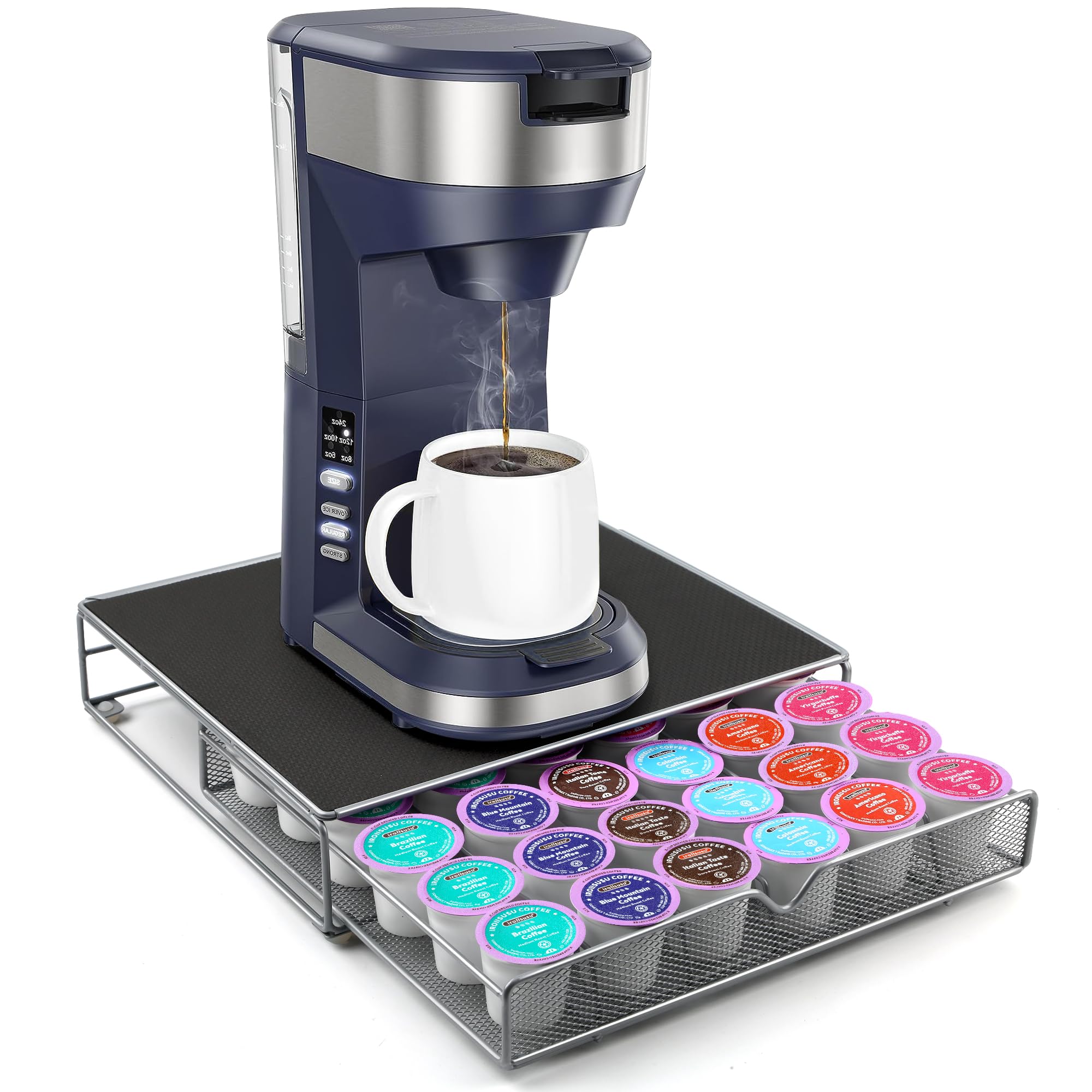36-Cup Coffee Pod Drawer Organizer - Under Coffee Pot Storage for Home & Office