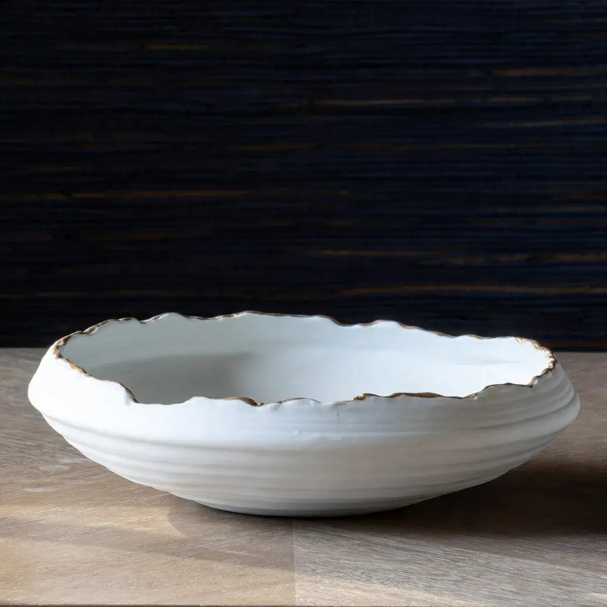 Elegant Gold Rim Organic Ceramic Vase - Perfect for Home Decor, Wedding Centerpieces & Boho Chic Interiors