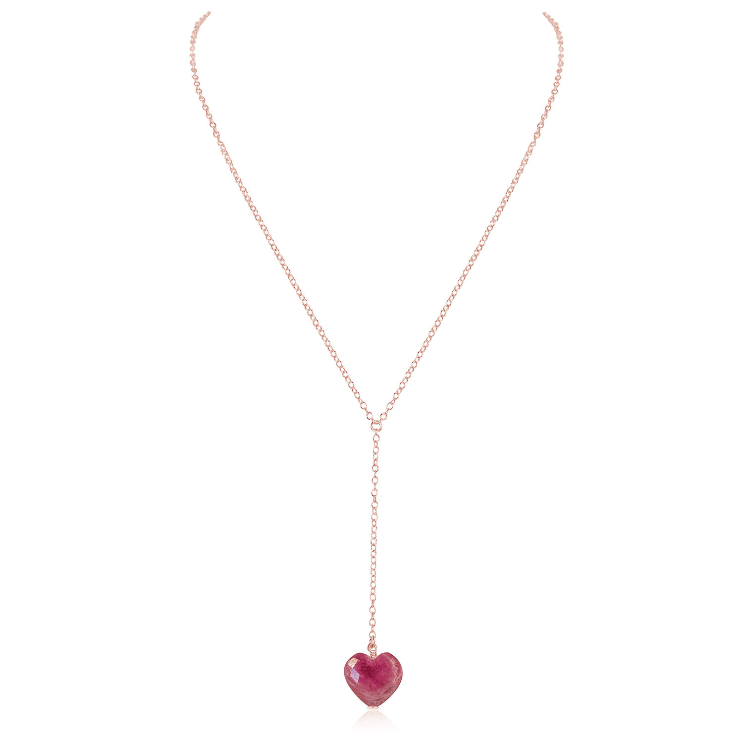 Elegant Ruby Crystal Heart Lariat Necklace for Women - Perfect for Valentine's Day, Anniversary & Romantic Date Night Jewelry Gift
