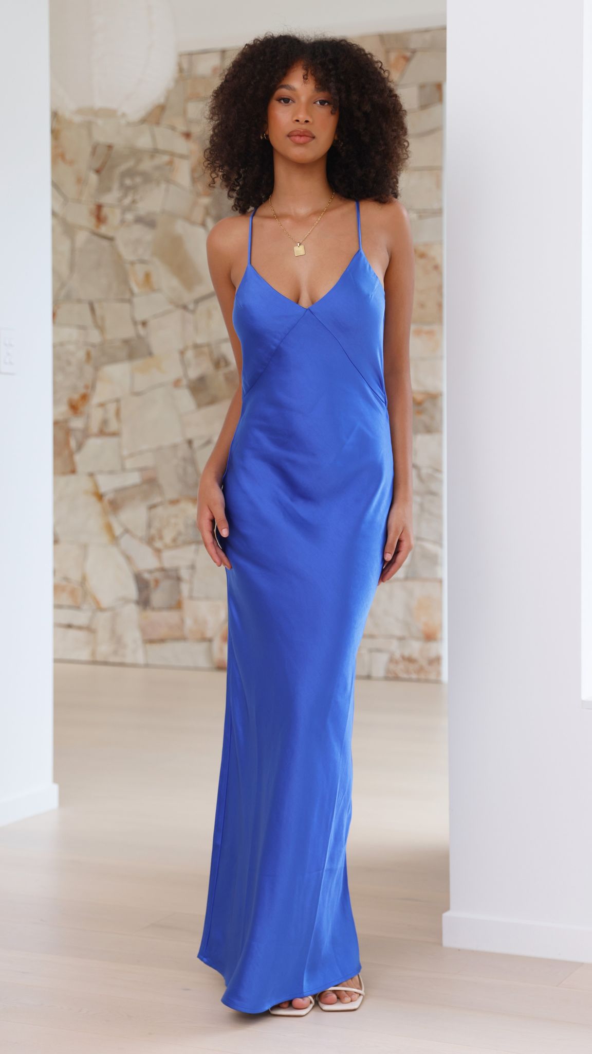 Gisella Women's Maxi Dress in Cobalt Blue - Elegant Long Flowy Dress for Summer, Beach, Party & Special Occasions