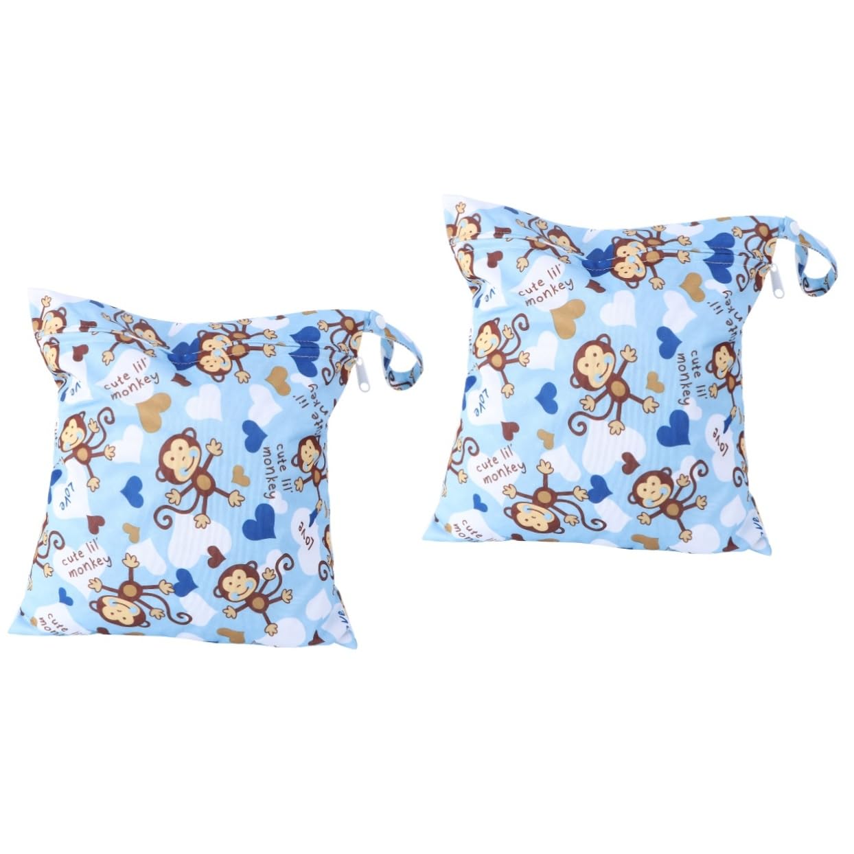 Vaguelly 2-Pack Reusable Waterproof Wet Dry Diaper Bags - Washable Baby Cloth Diaper Storage with Snap Handle, Tote Style, Polyester Material (Blue) - Perfect for Daycare, Travel & Swimming Essentials