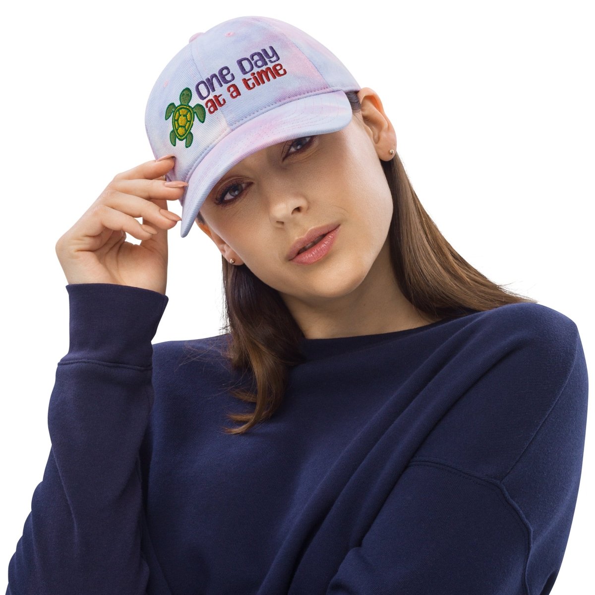 Tie Dye Turtle Dad Hat - Color Your Sobriety One Day at a Time - Stylish Baseball Cap for Recovery Support & Everyday Wear