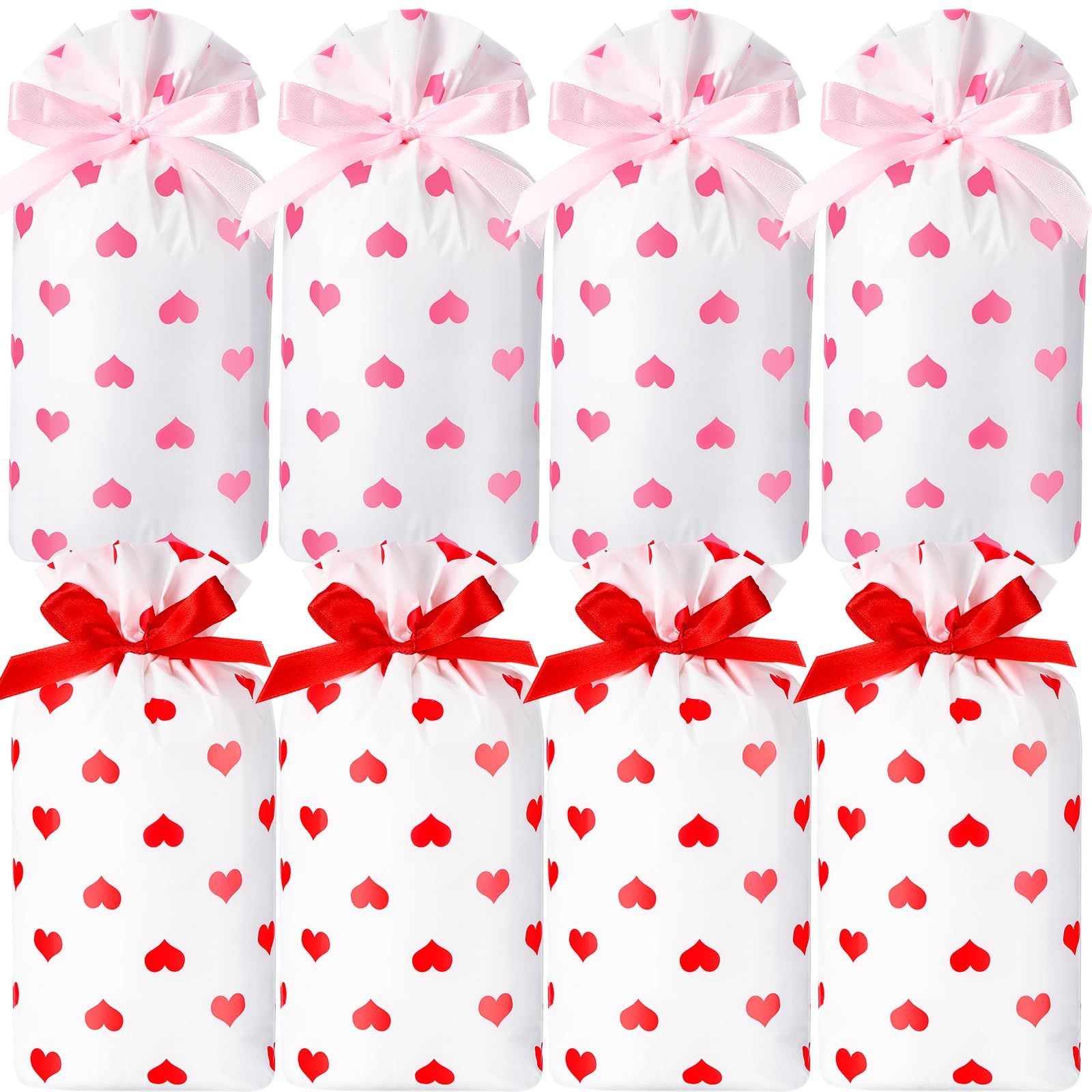 Valentine's Day Gift Bags 6x9 Inch - Heart Print Party Favors for Weddings & Events