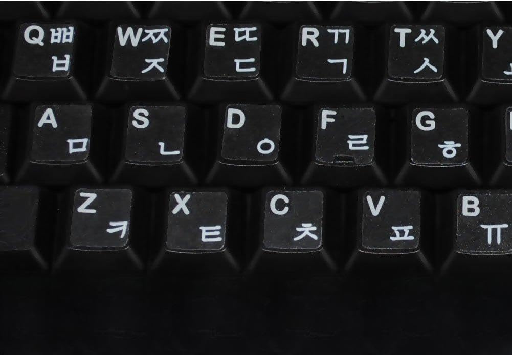 Korean Transparent Keyboard Stickers with White Letters - Waterproof & Durable Labels for Laptop, PC, Mac - Perfect for Typing Practice, Office Use & Multilingual Keyboards