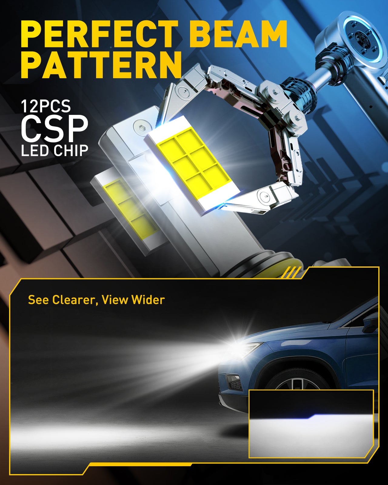 9005/HB3 H11/H9/H8 LED Headlight Bulbs Combo - Super Bright 24000 Lumens, 120W, 6500K Cool White - Plug & Play Conversion Kit - 700% Brighter Than Halogen - Perfect for Night Driving, Off-Roading & Foggy Conditions