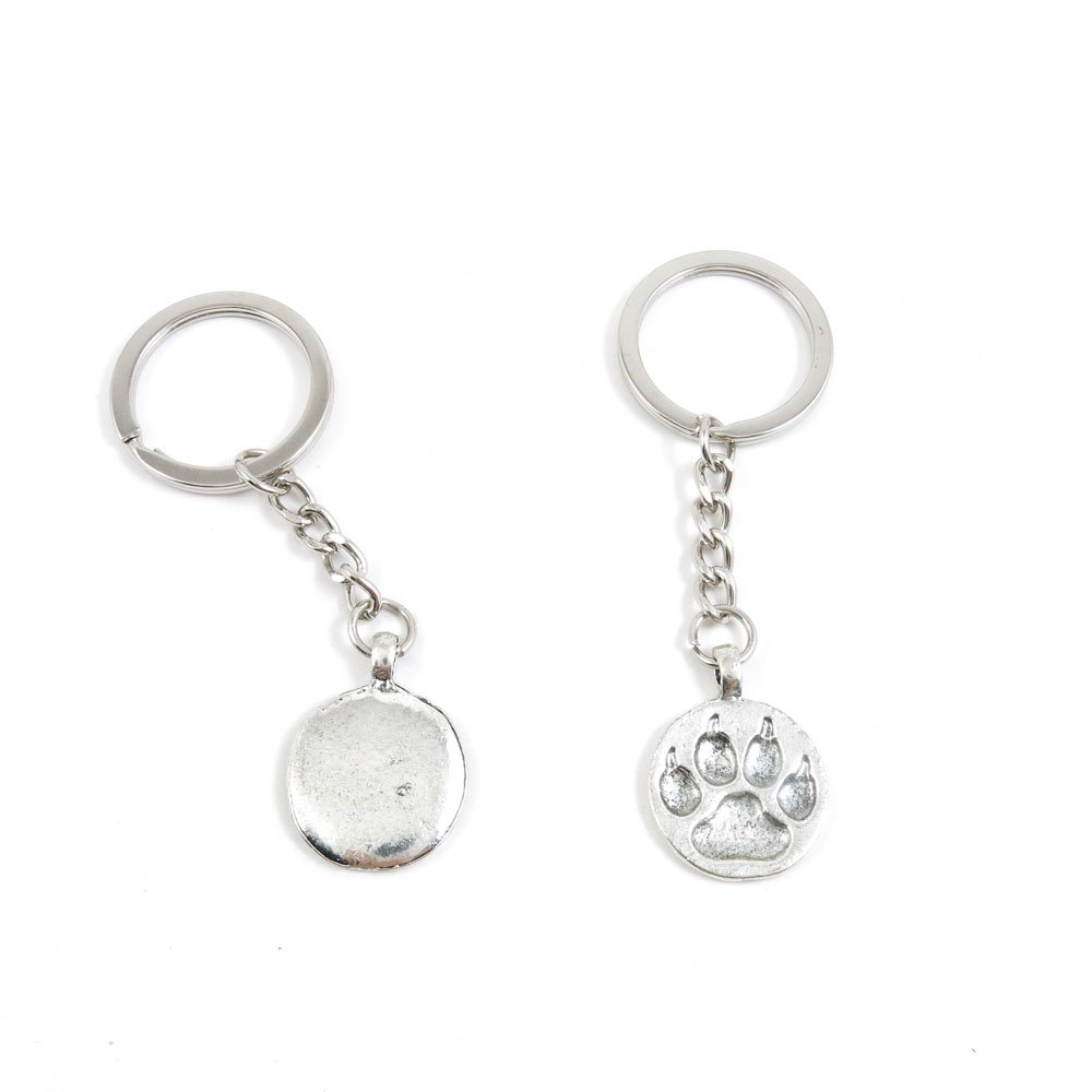 Antique Silver Tone Bear Paw Keychain - Bulk Wholesale Key Ring Tags for Car Keys, Door Keys & Keychains (H2QE8) - Perfect for Home, Office, and Gift Giving