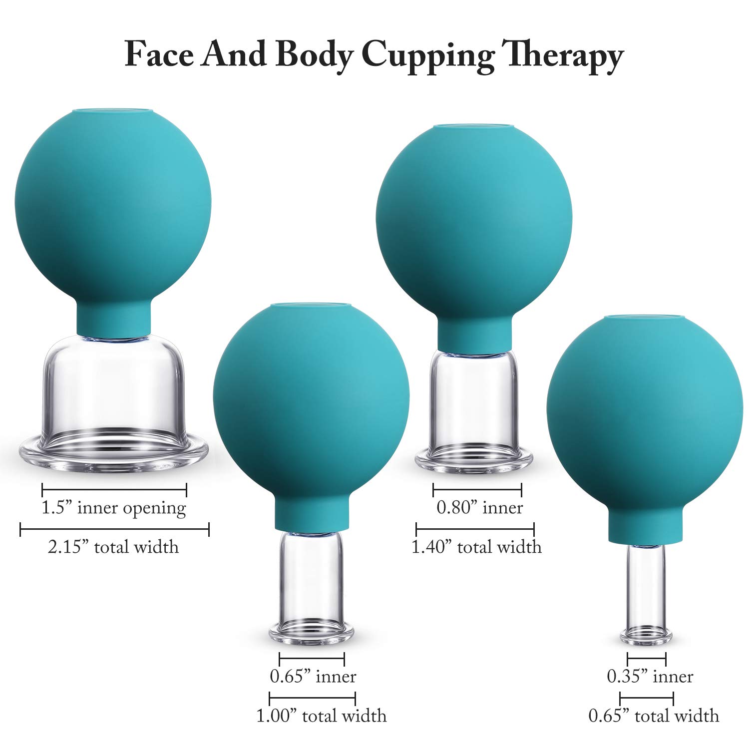 4 Pieces Glass Cupping Set - Vacuum Suction Massage Therapy Cups for Body, Face, Leg, Arm, Back & Shoulder Pain Relief - Muscle Relaxation & Joint Pain Relief - Perfect for Home Spa, Physical Therapy & Holistic Wellness (Green)