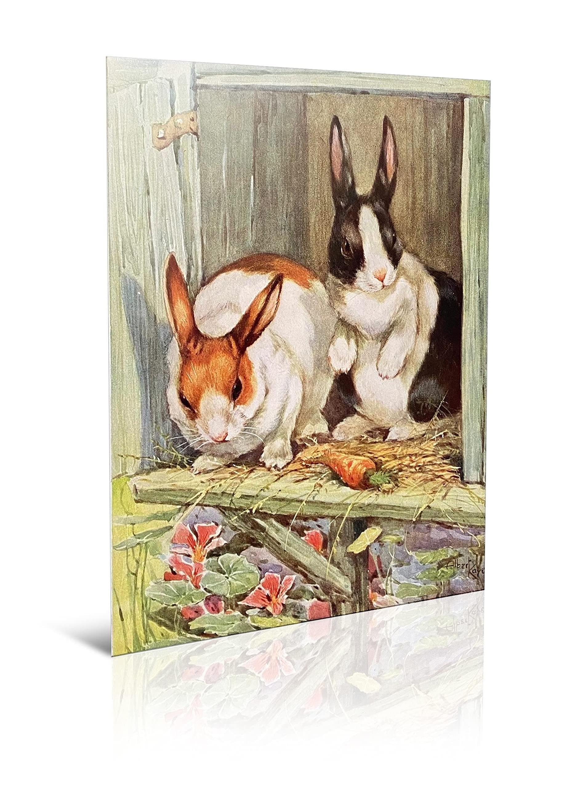 Albert Ernest Eating Rabbit Canvas Wall Art - Modern Framed Painting for Bedroom, Living Room & Bathroom Decor - 30x45cm (12x18in) - Perfect for Home, Office & Gift Giving