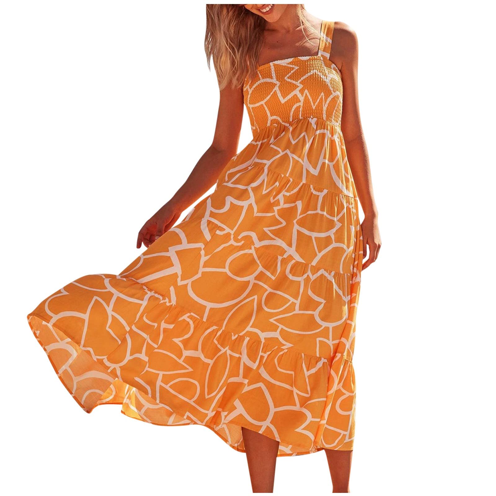 Bohemian Floral Print Spaghetti Strap Maxi Dress for Women - Summer Beach Holiday Casual Dress | Perfect for Vacations, Music Festivals & Boho Chic Outfits