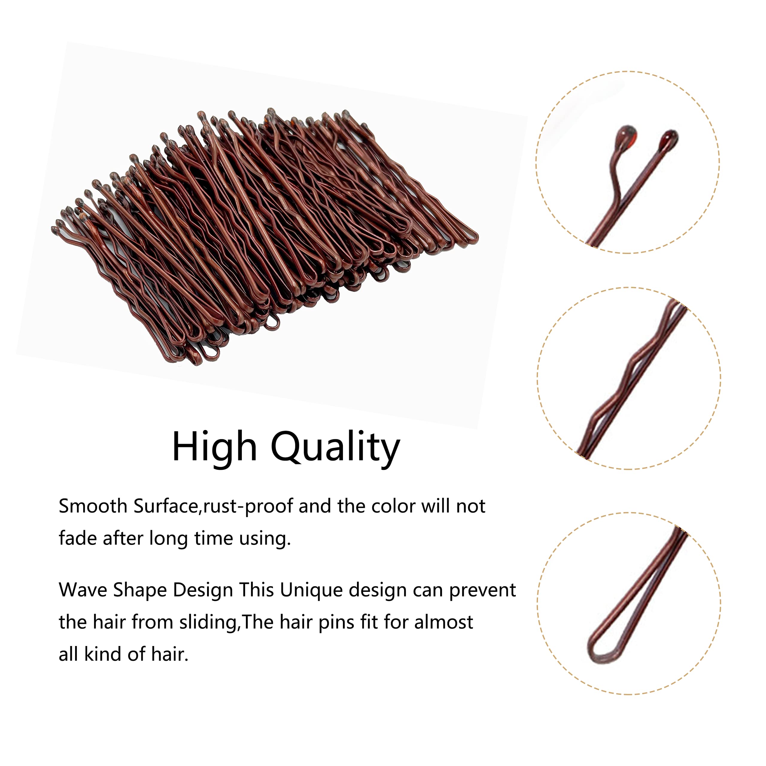 100PCS 2-Inch Hair Pins Kit - Strong Hold Bobby Pins & Hair Clips for Women, Girls & Salon Use - Includes Clear Storage Box (Brown) | Perfect for Styling, Updos, Braids & Everyday Hair Accessories