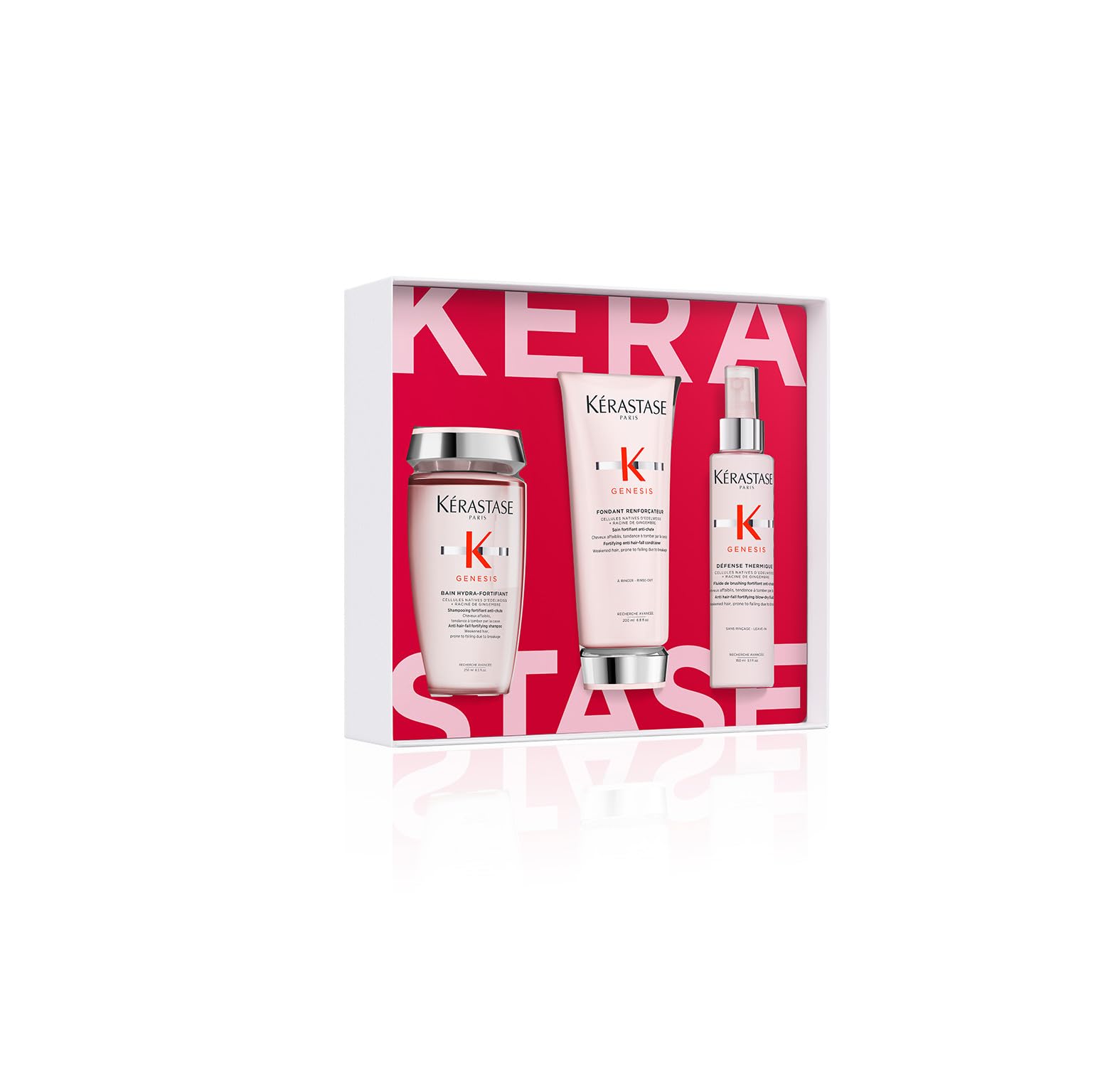 Kerastase Genesis Strengthening Shampoo, Conditioner & Heat Protectant Leave-In Treatment for Weak & Damaged Hair - Hydrates, Adds Shine, Prevents Breakage - Perfect for Daily Hair Care & Heat Styling Protection