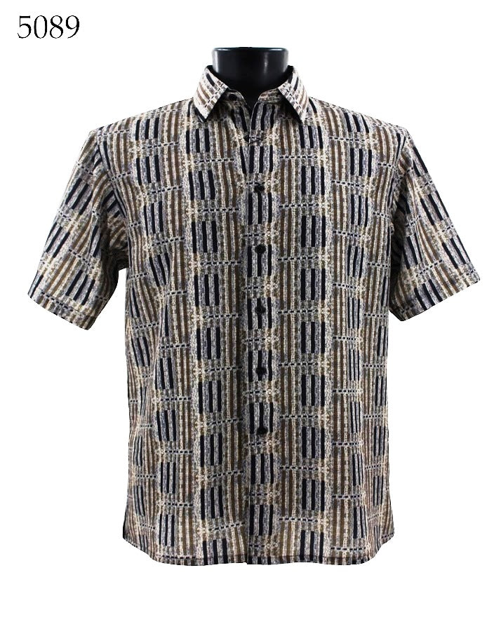 Bassiri Men's Casual Short Sleeve Shirt 5089 - Breathable Cotton Comfort Fit Button Down Top for Summer, Office, and Outdoor Activities