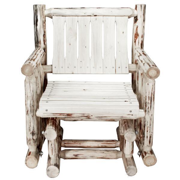 Montana Log Single Seat Glider - Rustic Wooden Porch Swing Chair for Outdoor Relaxation | Perfect for Patio, Garden, Deck & Backyard Lounging