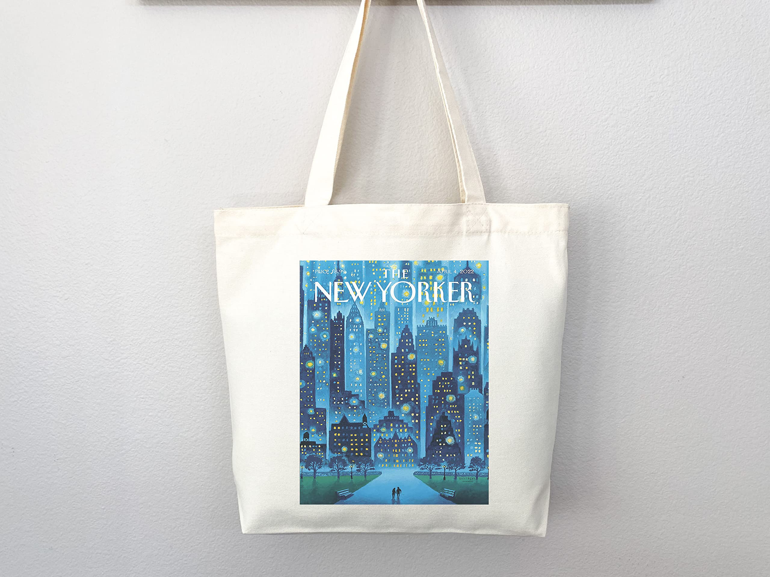 The New Yorker Tote Bag - Stylish Magazine-Inspired Canvas Shopper for Women, Trendy Art Print Everyday Carry Bag - Perfect for Work, Shopping & Travel