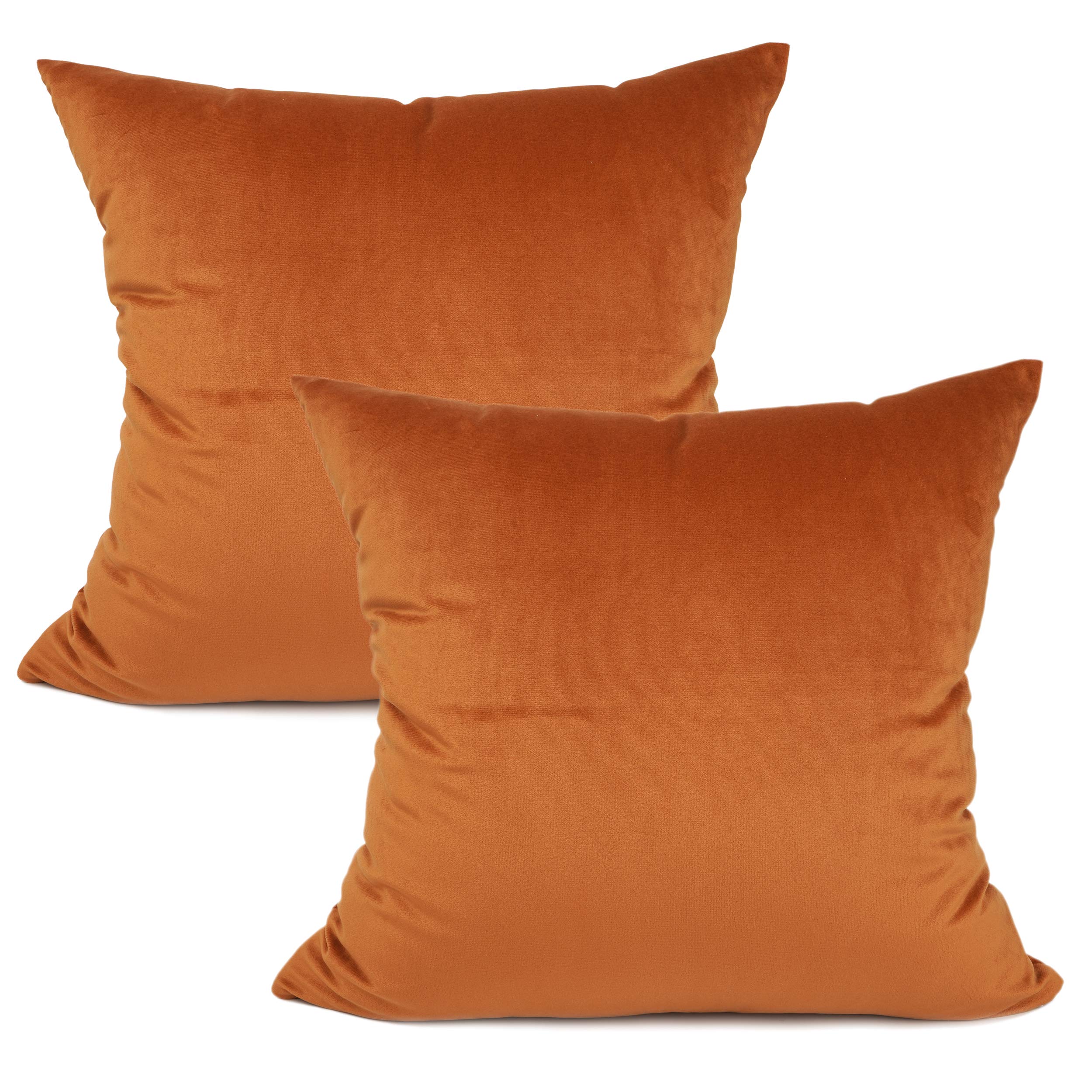 YOUR SMILE 2-Pack Velvet Solid Color Pillow Covers - Soft Decorative Square Cushion Cases for Sofa, Bedroom & Car (20x20 Inches, Orange) - Perfect for Home Decor, Living Room Accents & Cozy Interior Styling