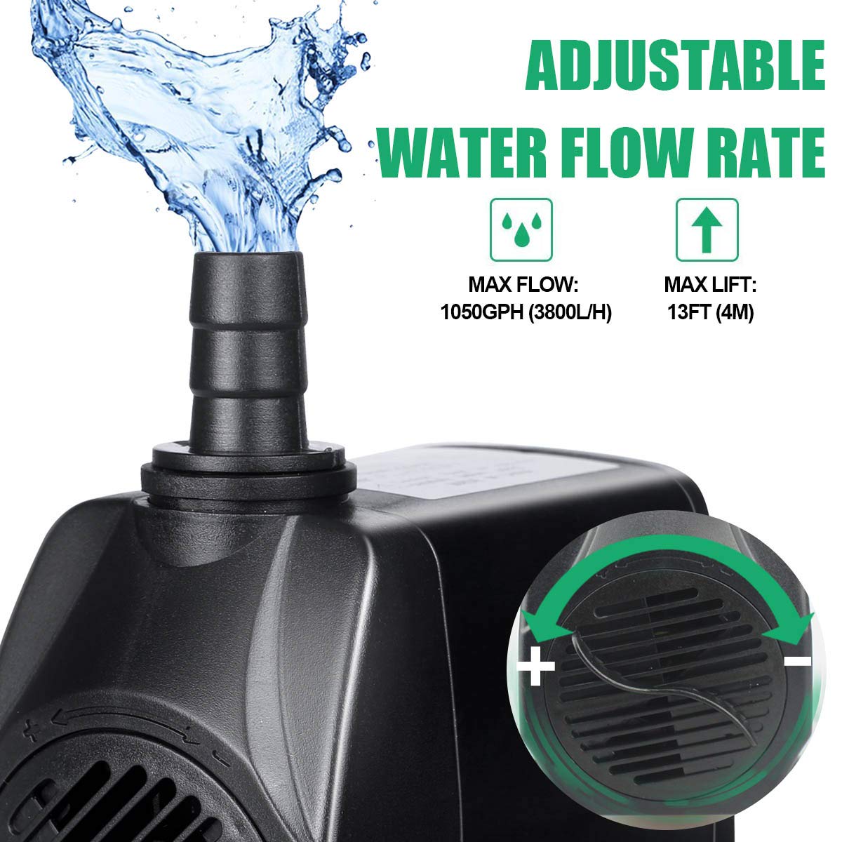 BACOENG 100W Submersible Water Pump 3800L/H, 4m Lift for Aquarium, Garden, Pond, Fountain Circulation - Ideal for Fish Tanks, Hydroponics & Water Features
