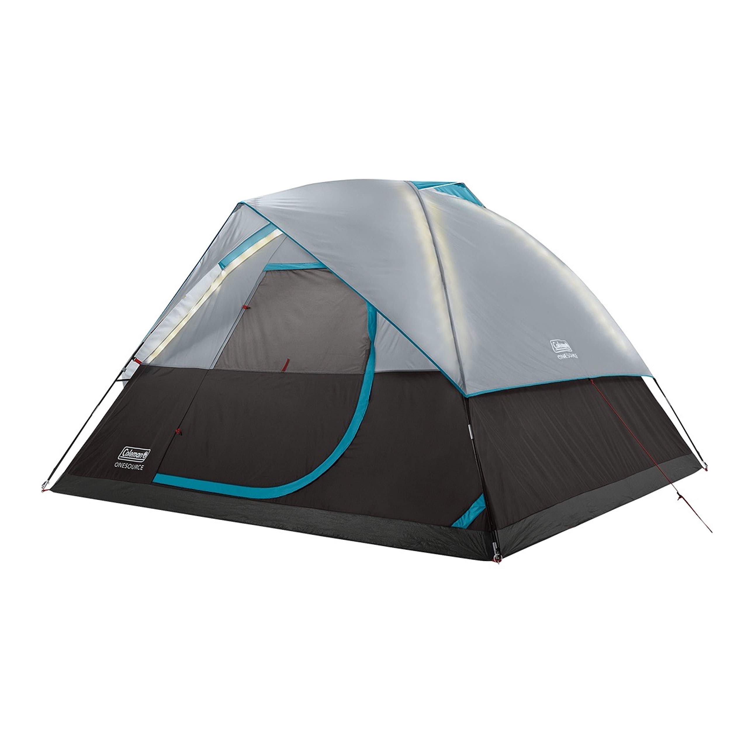 Coleman OneSource Rechargeable 4/6 Person Camping Tent with Airflow System & LED Lighting - Includes Rainfly, Tent Fan, Lights, and Interchangeable Battery Pack - Easy Setup Tent for Family Camping, Hiking, and Outdoor Adventures