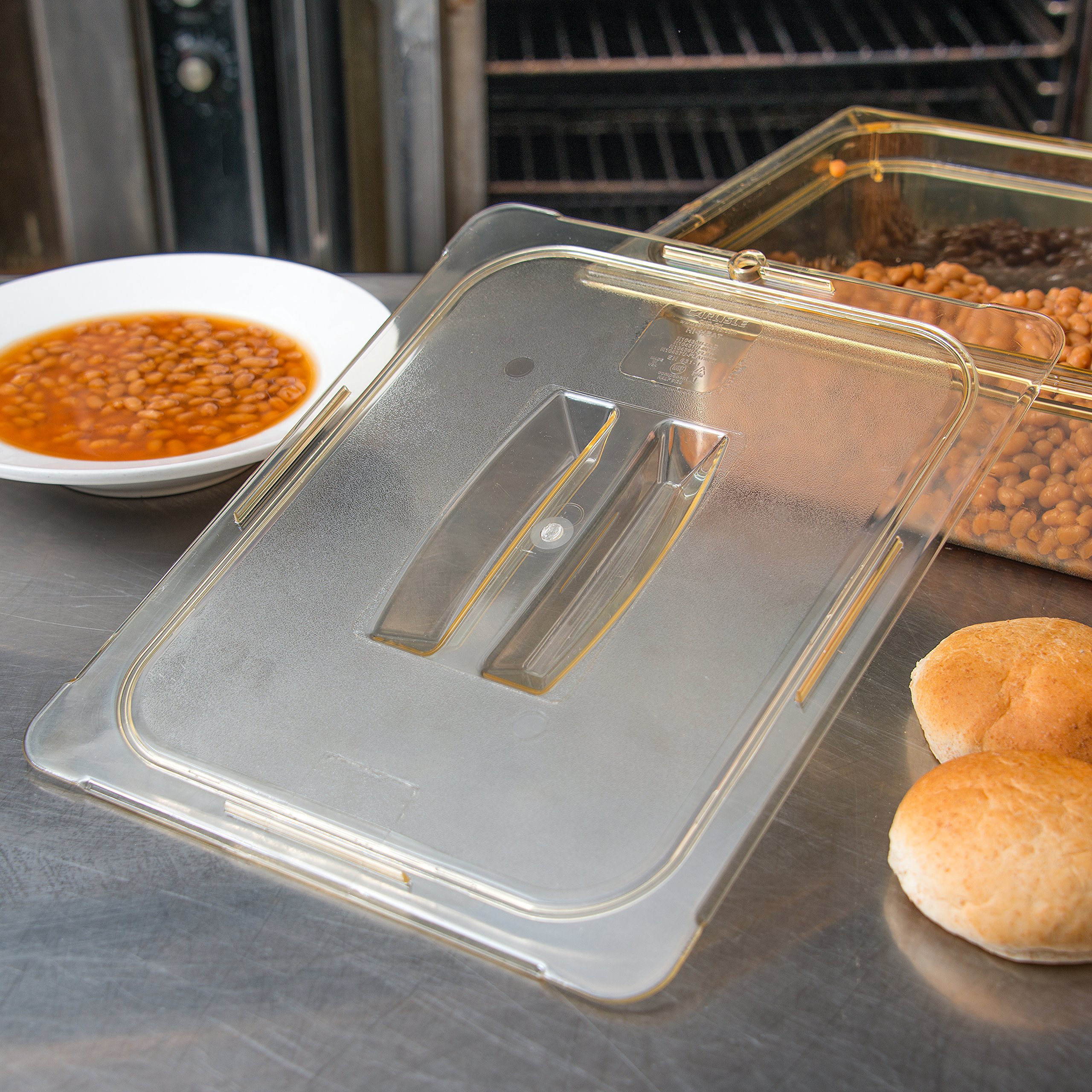 Carlisle 10430U13 High Heat Universal Lid for Food Pans - 12.75 x 10.38 Inches, Amber Plastic, Durable & Heat-Resistant - Perfect for Restaurants, Catering & Food Service (Case of 6)