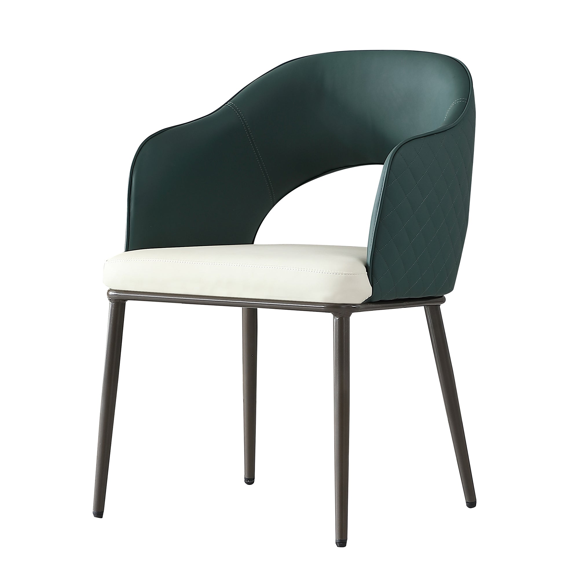 Modern Faux Leather Dining Chairs Set of 2 - Metal Legs, Green Upholstered Kitchen & Dining Room Chairs for Home, Restaurant, or Office Use