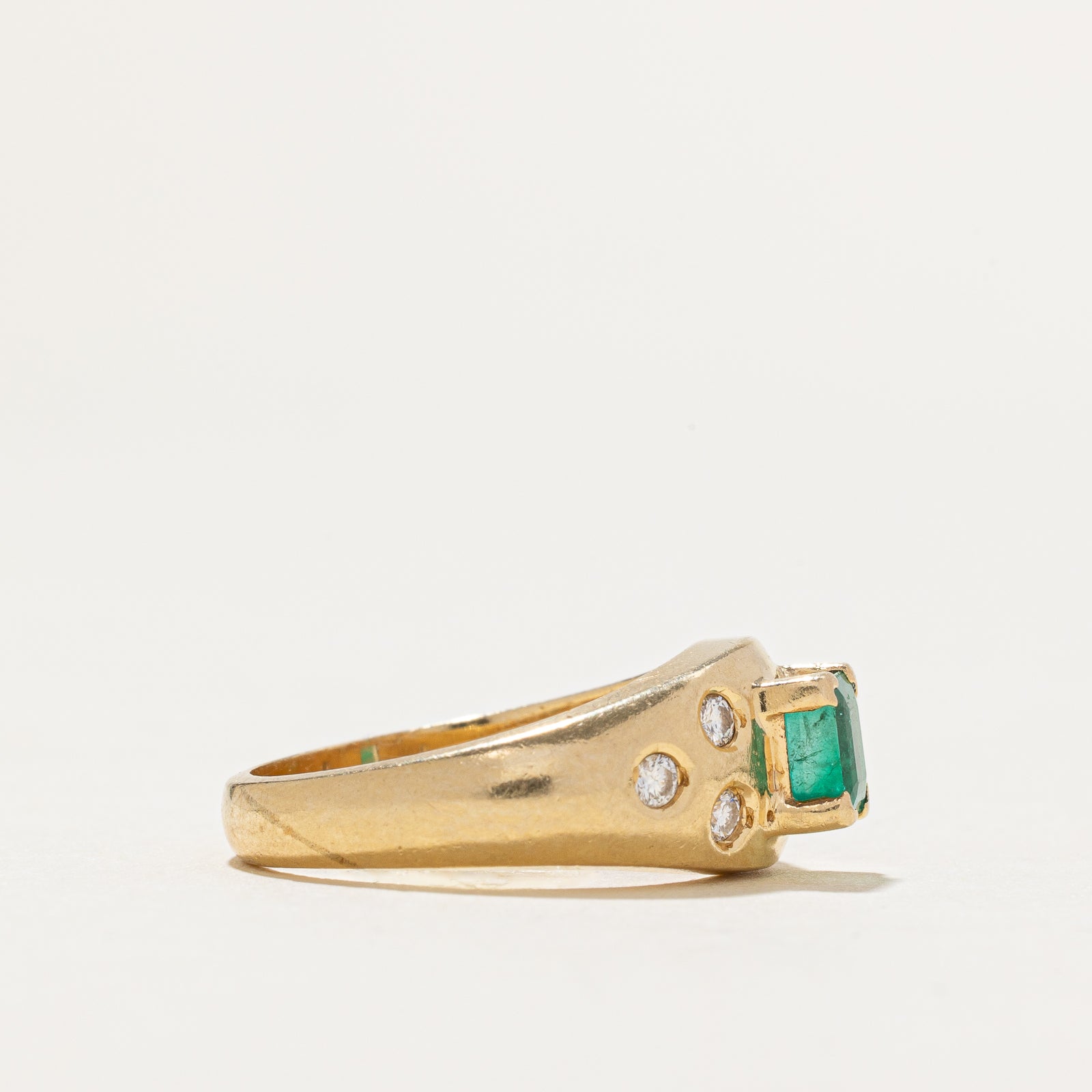 Emerald and Diamond Ring - 0.50ct Emerald with 0.15ctw Diamond Accents - Size 6 - Elegant Engagement, Wedding, or Anniversary Jewelry Gift