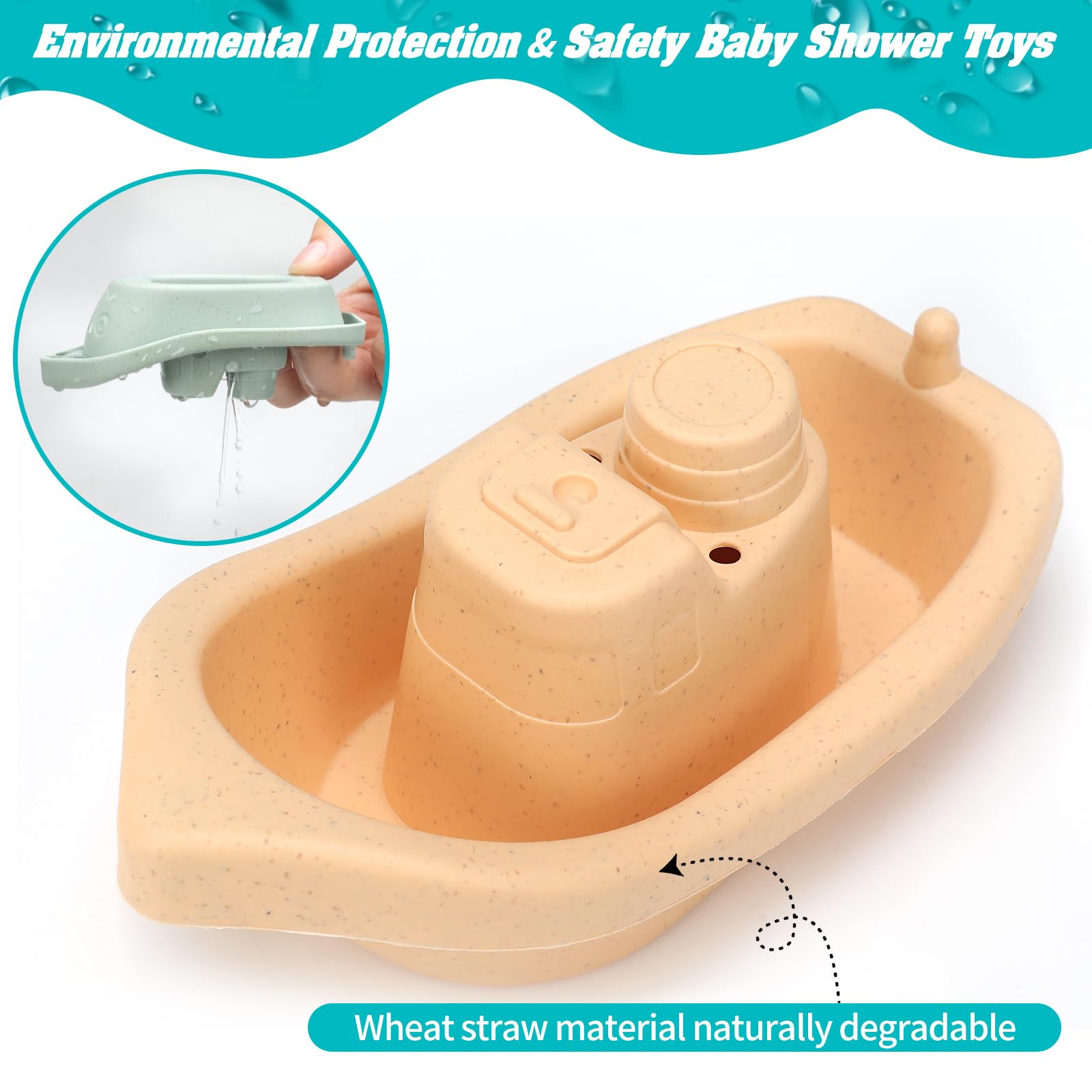 Non-Toxic Floating Bath Boats & Silicone Bathtub Toys Set - 9pcs Mold-Free Baby Bath Toys for Infants 6-18 Months | Water Table & Shower Toys for Toddlers 1-4 Years | Fun Pool Toys for Boys & Girls - Perfect for Bathtime, Sensory Play & Outdoor Water Activities