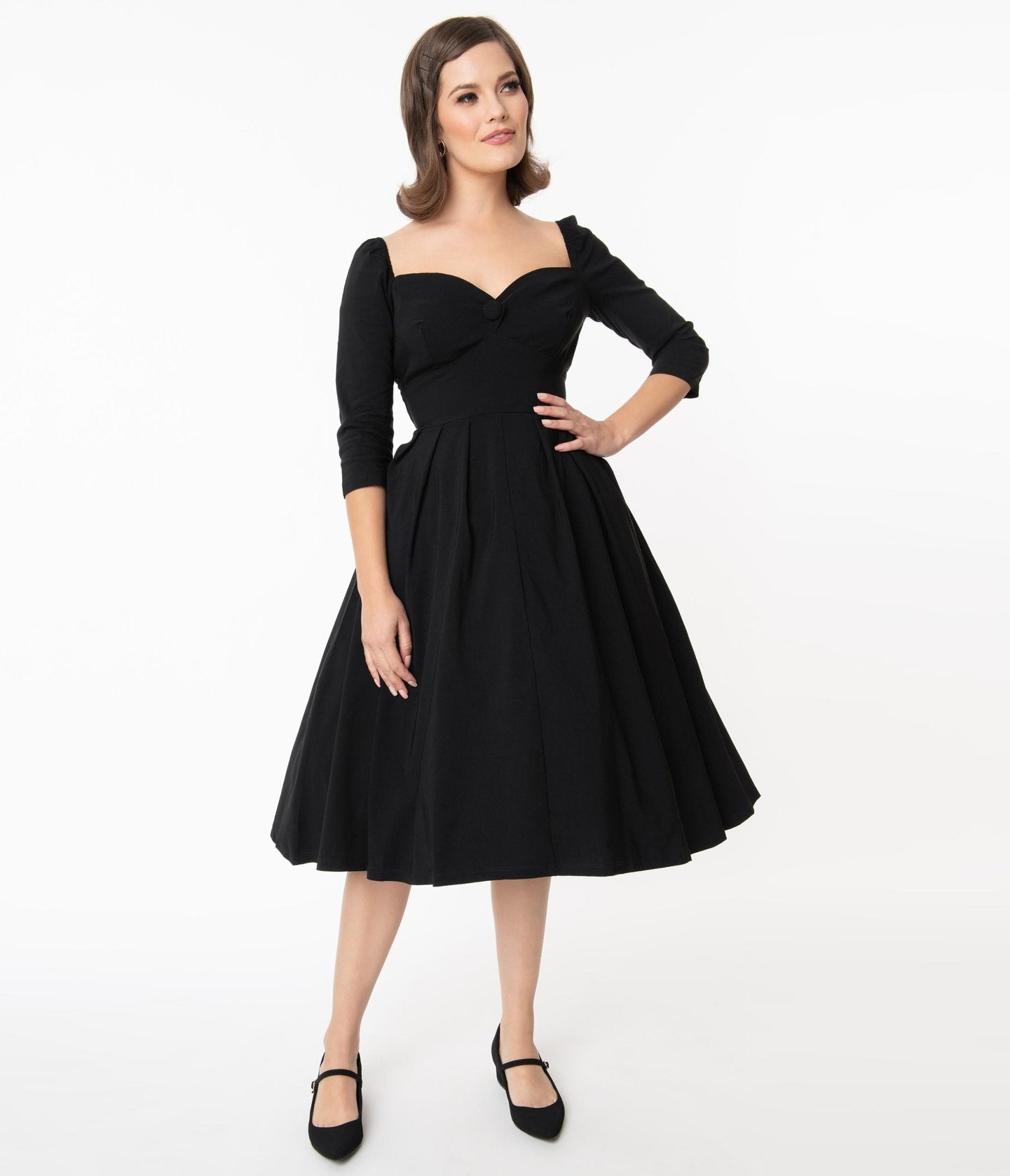 Vintage 1950s Black Sweetheart Lamar Swing Dress - Retro Pinup Style for Parties, Dances & Special Occasions
