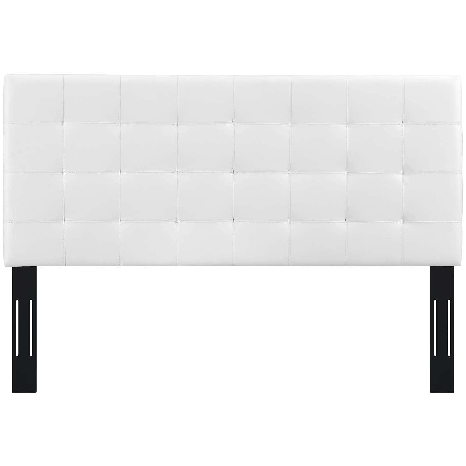 Modway Paisley Upholstered Tufted Faux Leather Headboard - White Full/Queen Size Bed Frame for Modern Bedroom Decor