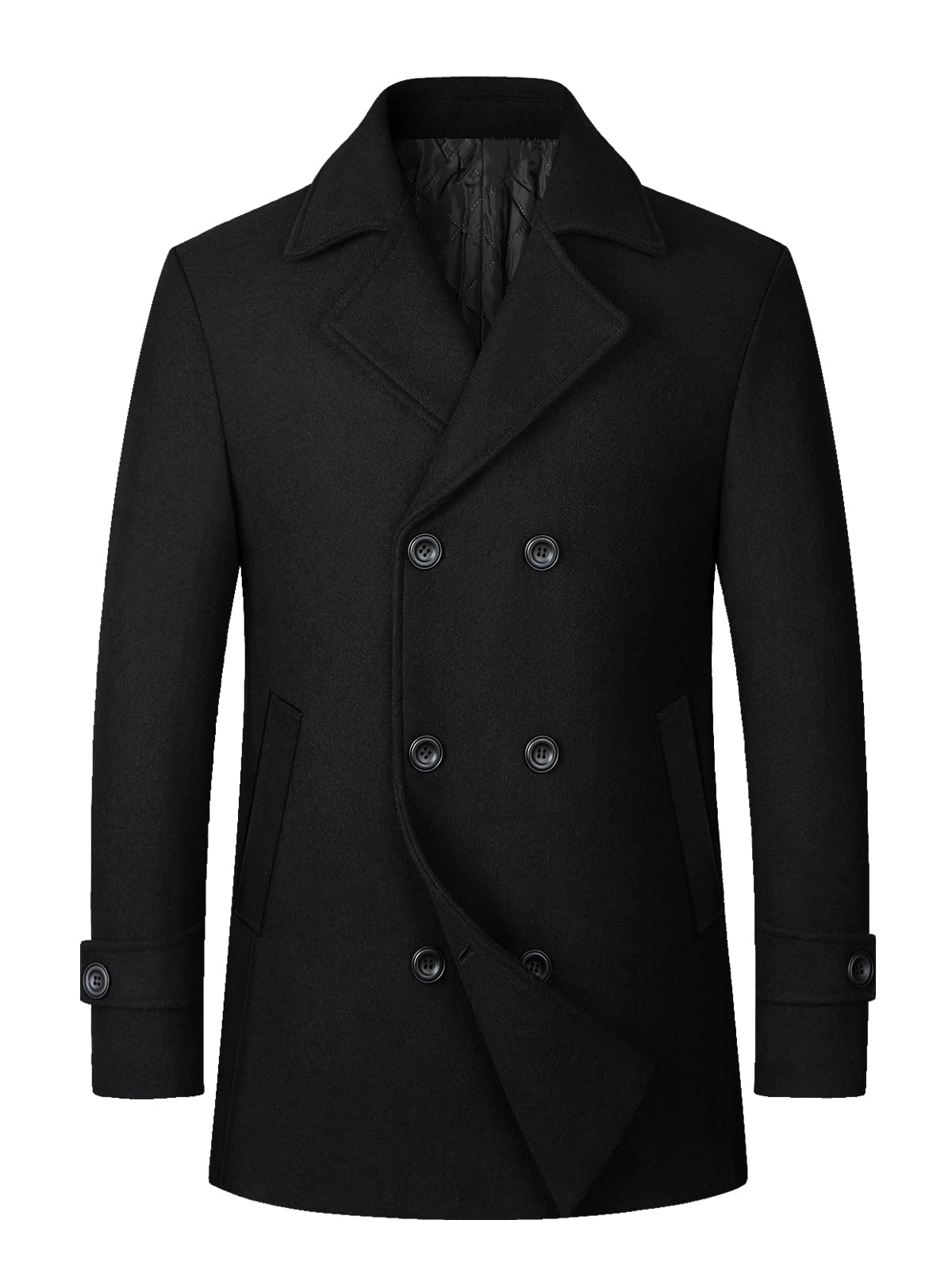 Litteking Men's Wool Trench Coat - Classic Double Breasted Winter Peacoat with Notched Collar | Warm Overcoat for Business, Office & Formal Occasions