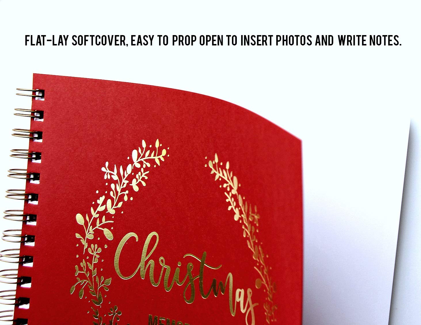Christmas Memory Scrapbook Album - 8.5x8.5 Gold Foil Keepsake with 90 Blank Pages, Red & Gold Holiday Family Photo Book for Christmas Traditions, Gift Giving, and Yearly Holiday Memories