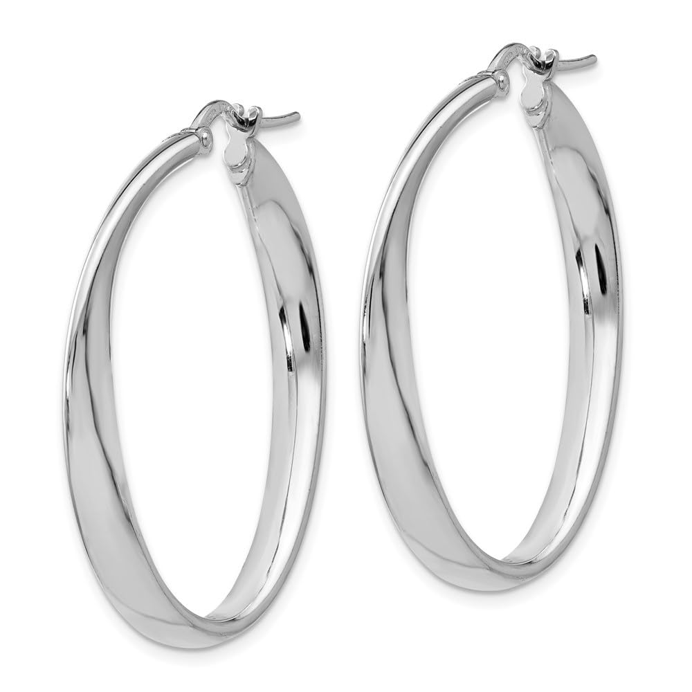 Diamond2Deal 925 Sterling Silver Twisted Oval Hoop Earrings for Women - 1.38 Inch Length, 0.59 Inch Width - Elegant Dangle Earrings for Party, Wedding & Everyday Wear