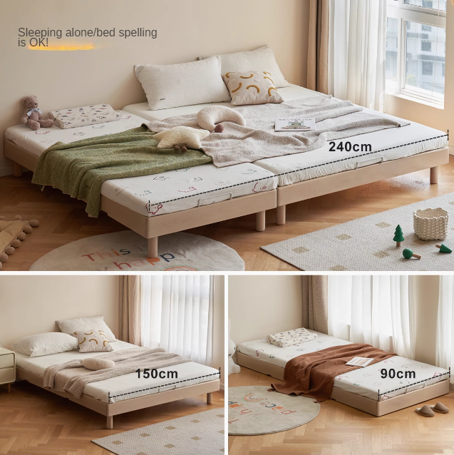 Birch Solid Wood Twin Over Full Bunk Bed - Sturdy Platform Bed Frame Without Headboard - Perfect for Kids' Room, Guest Room & Small Space Saving