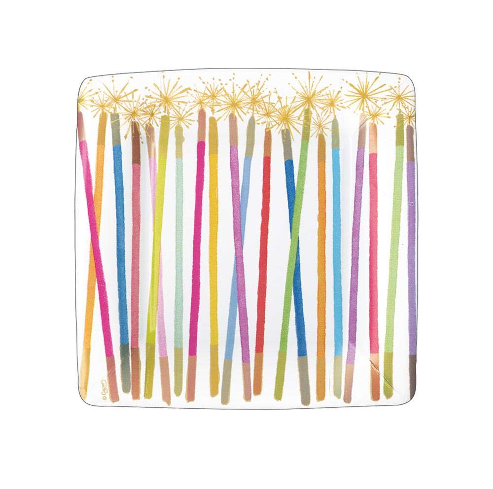 Caspari 16-Pack Square Paper Plates for Party, Salad & Dessert - Elegant Disposable Tableware for Birthday, Wedding & Holiday Celebrations