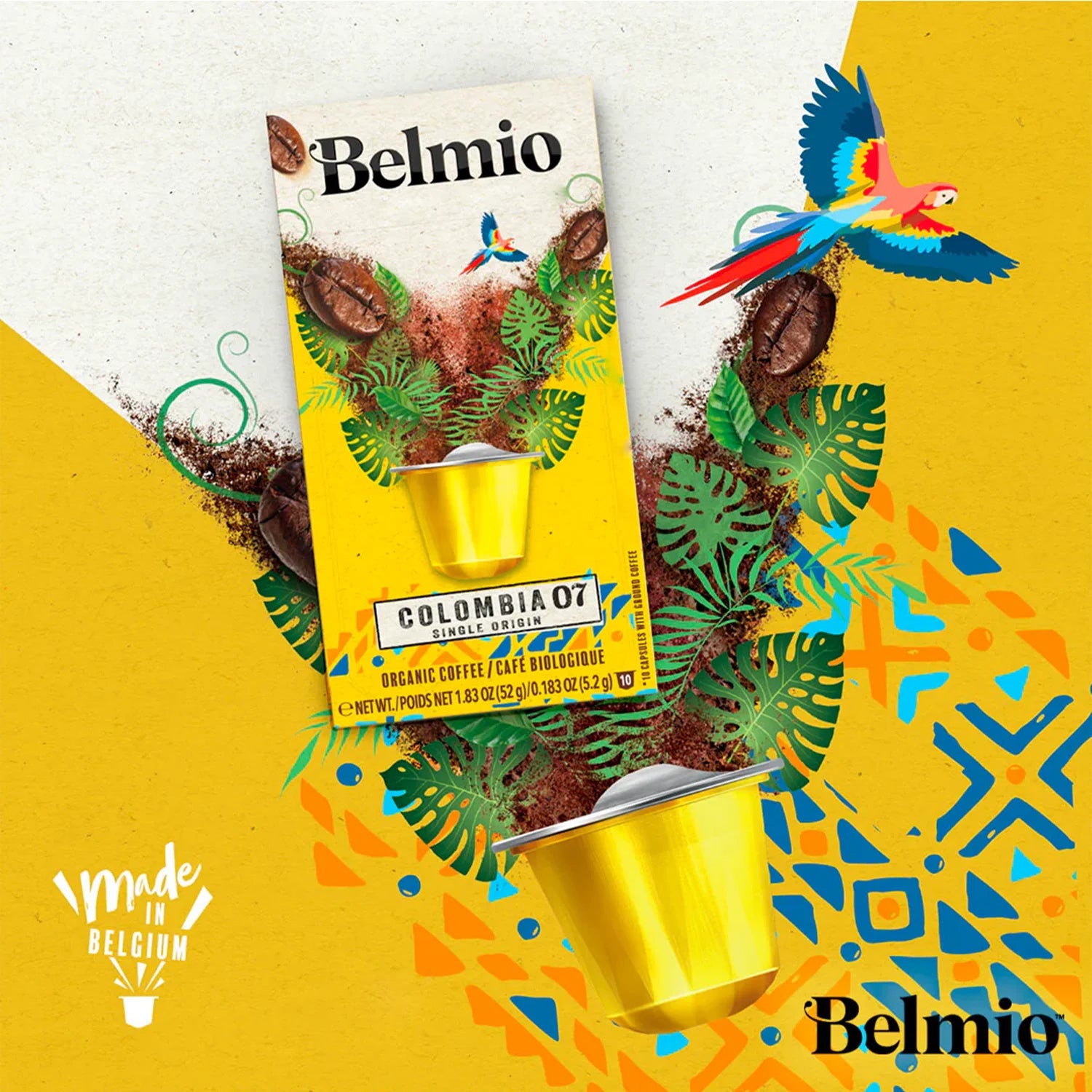 Belmio Organic Colombia 07 Nespresso® Compatible Coffee Capsules - 10 Pack of Aluminum Pods for Espresso & Lungo - Perfect for Home & Office Coffee Machines