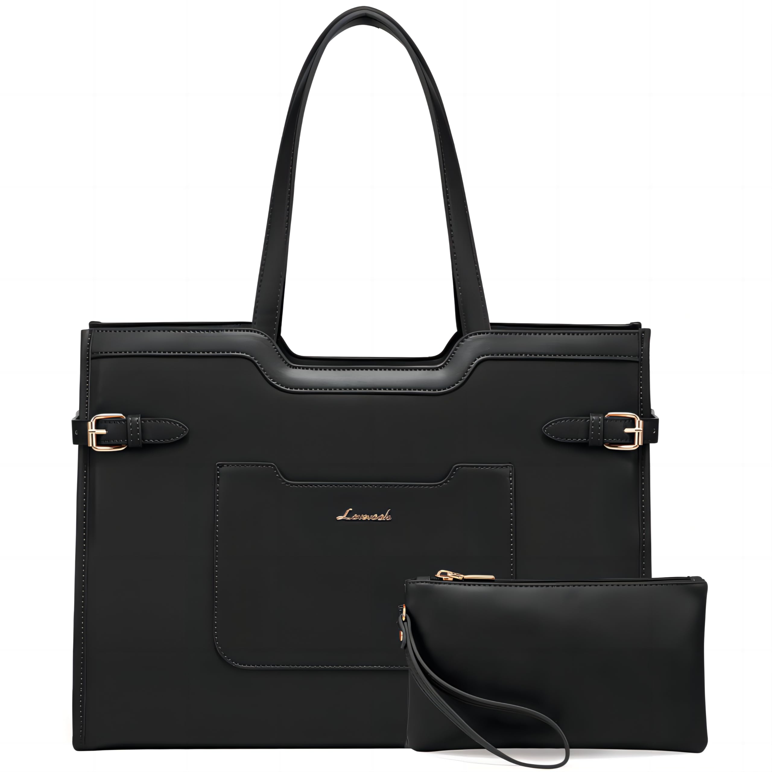 LOVEVOOK 17.3 Inch Leather Laptop Tote Bag for Women - Professional Work Computer Bag for Business, Office & Travel | Stylish & Durable Women's Work Bag