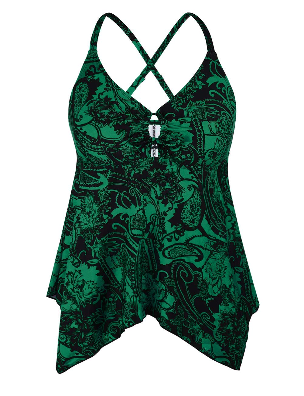 Firpearl Women's Modest Flowy Crossback Tankini Swimsuits - Plus Size Bathing Suit Top for Beach, Pool & Vacation | Comfortable & Stylish Swimwear