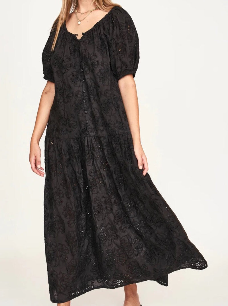 Mirth Capri Dress In Black Eyelet - Floral Lace Summer Dress for Women, Perfect for Beach Vacations, Garden Parties & Casual Outings