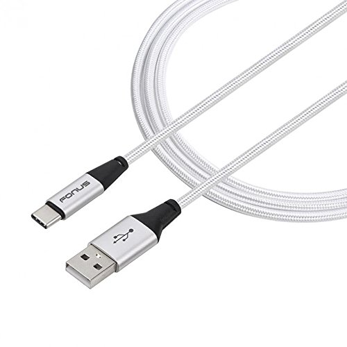 10ft Braided USB-C Cable for Kyocera DuraForce Pro 2 - Durable Fast Charging & Data Sync Cord (White) | Perfect for Outdoor, Work & Travel Use
