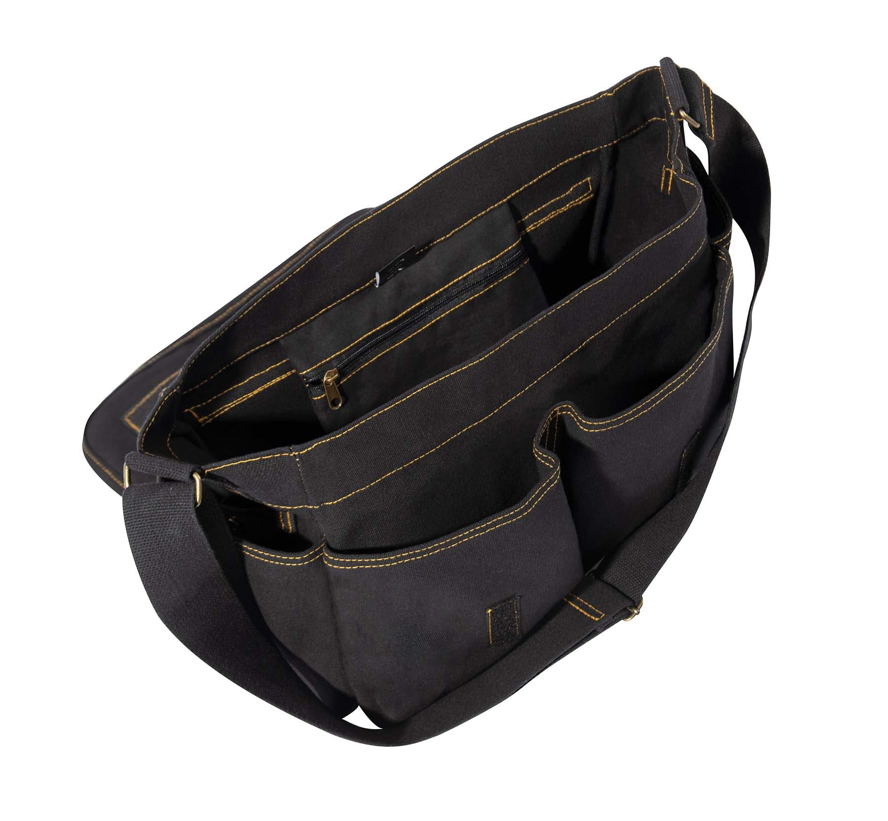 Premium Heavyweight Canvas Messenger Bag - Durable Crossbody Shoulder Bag for Men & Women, Black - Perfect for Work, Travel & Everyday Use