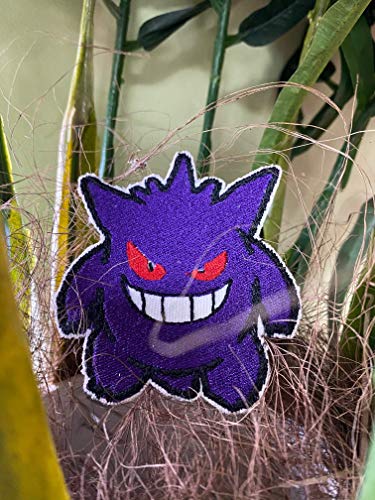 Handmade Cute Gengar Iron-on Patch - Powerful Pokemon Embroidered Badge for DIY Crafts, Jackets, Backpacks & Cosplay Costumes