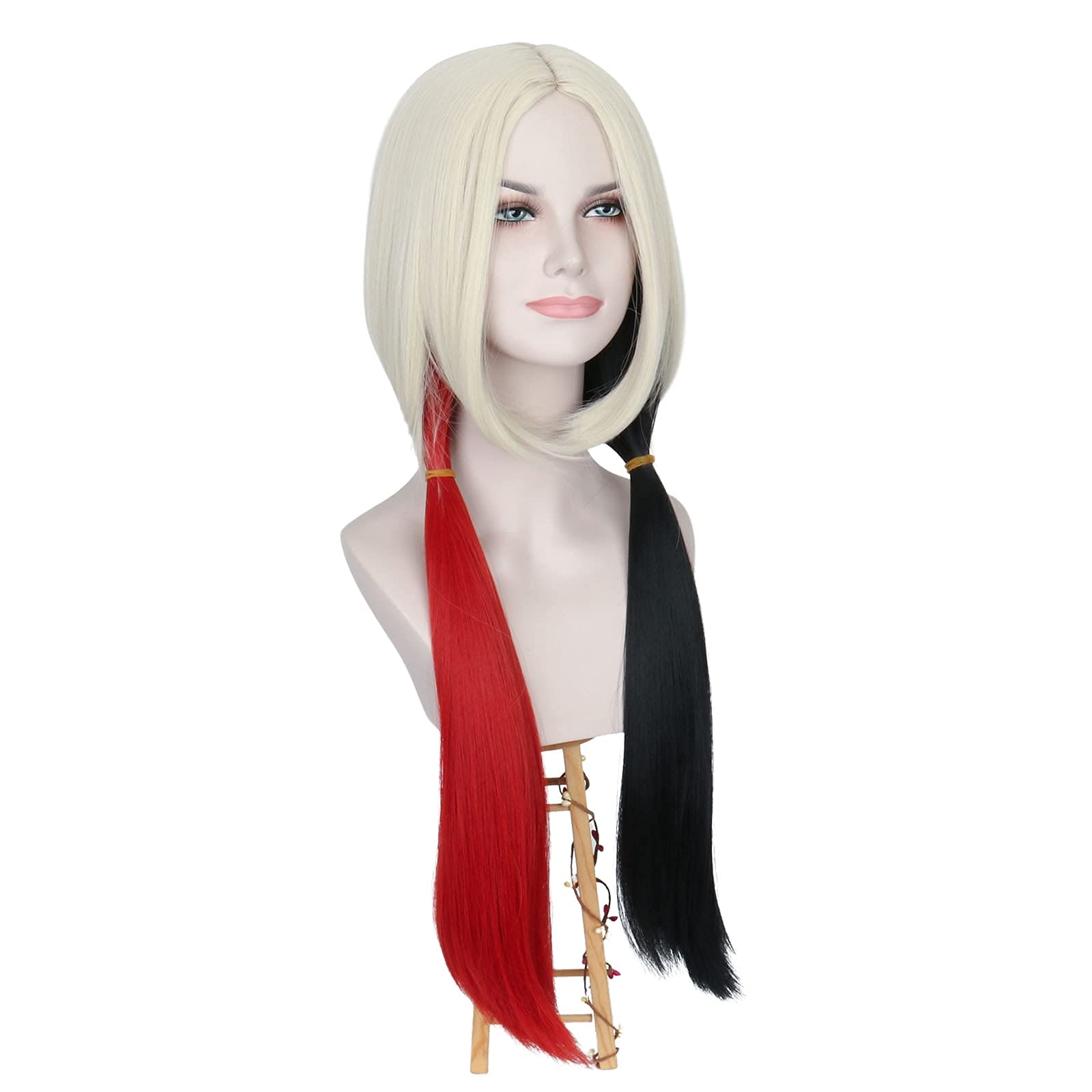 Miss U Long Straight Blonde Red Black Synthetic Wig for Women - Halloween Cosplay, Clown Costume, Party & Everyday Wear