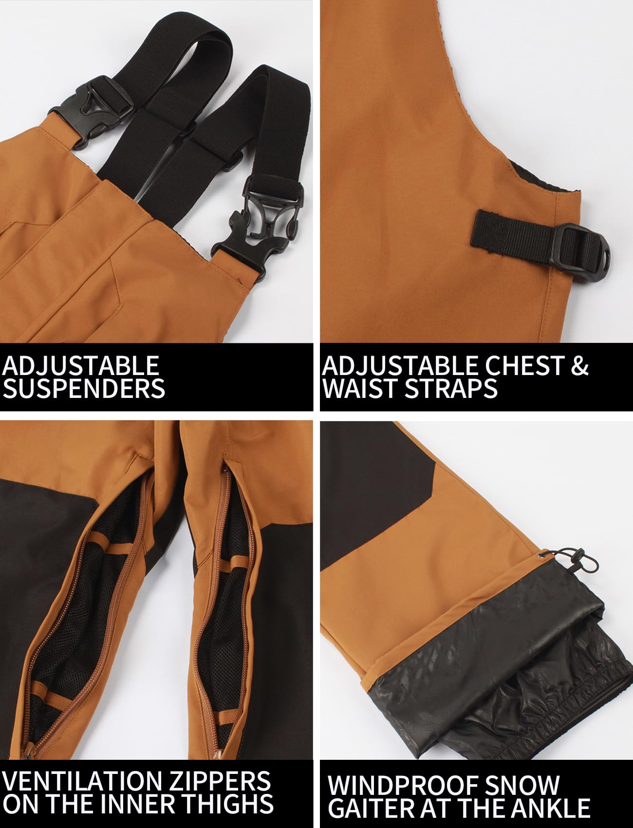 GSOU SNOW Waterproof Insulated Snowboard Bibs for Men & Women - Ski Overalls, Winter Snow Pants for Snowboarding & Cold Weather Activities | Perfect for Skiing, Snowboarding & Outdoor Winter Sports