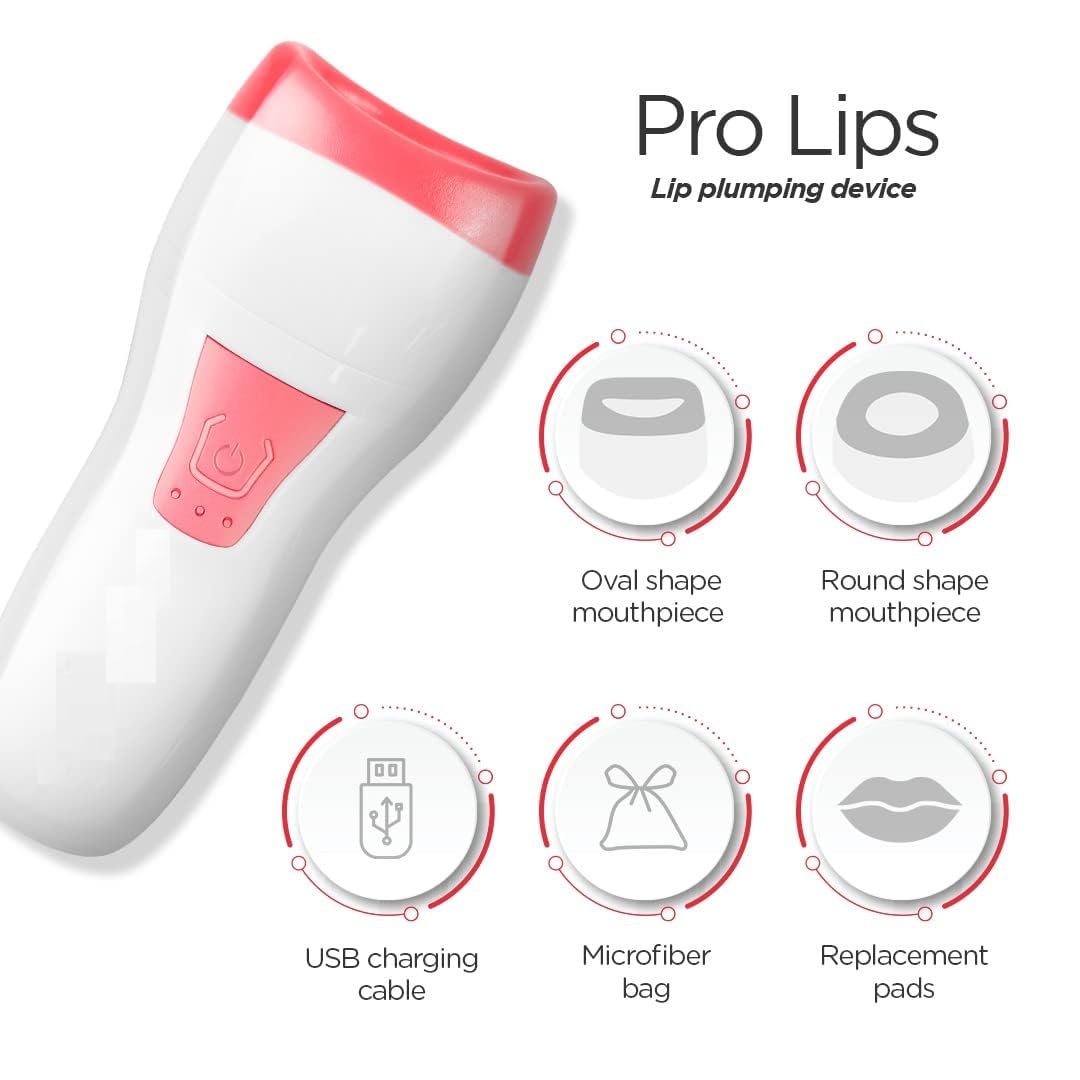 Pro-Lips Lip Plumper Device - Smart, Safe & Effective Lip Plumping Essential for Fuller, Thicker Lips | Pouty Pink Plumping Drops | Perfect for Date Night, Self-Care & Instagram Makeup Looks