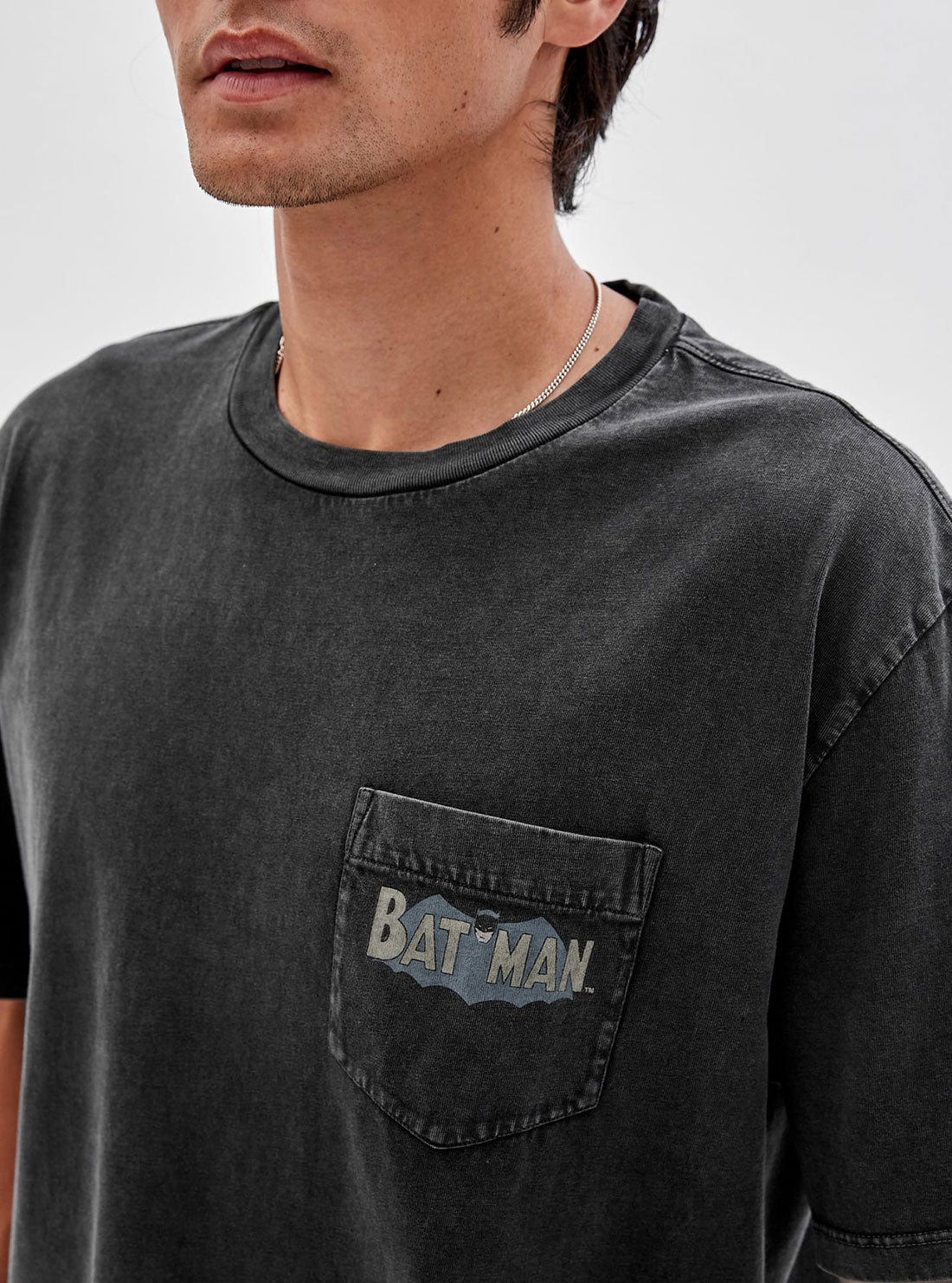 Guess Originals x Batman Black Spotlight Graphic T-Shirt - Men's Superhero Tee for Casual Wear & Comic Con Events