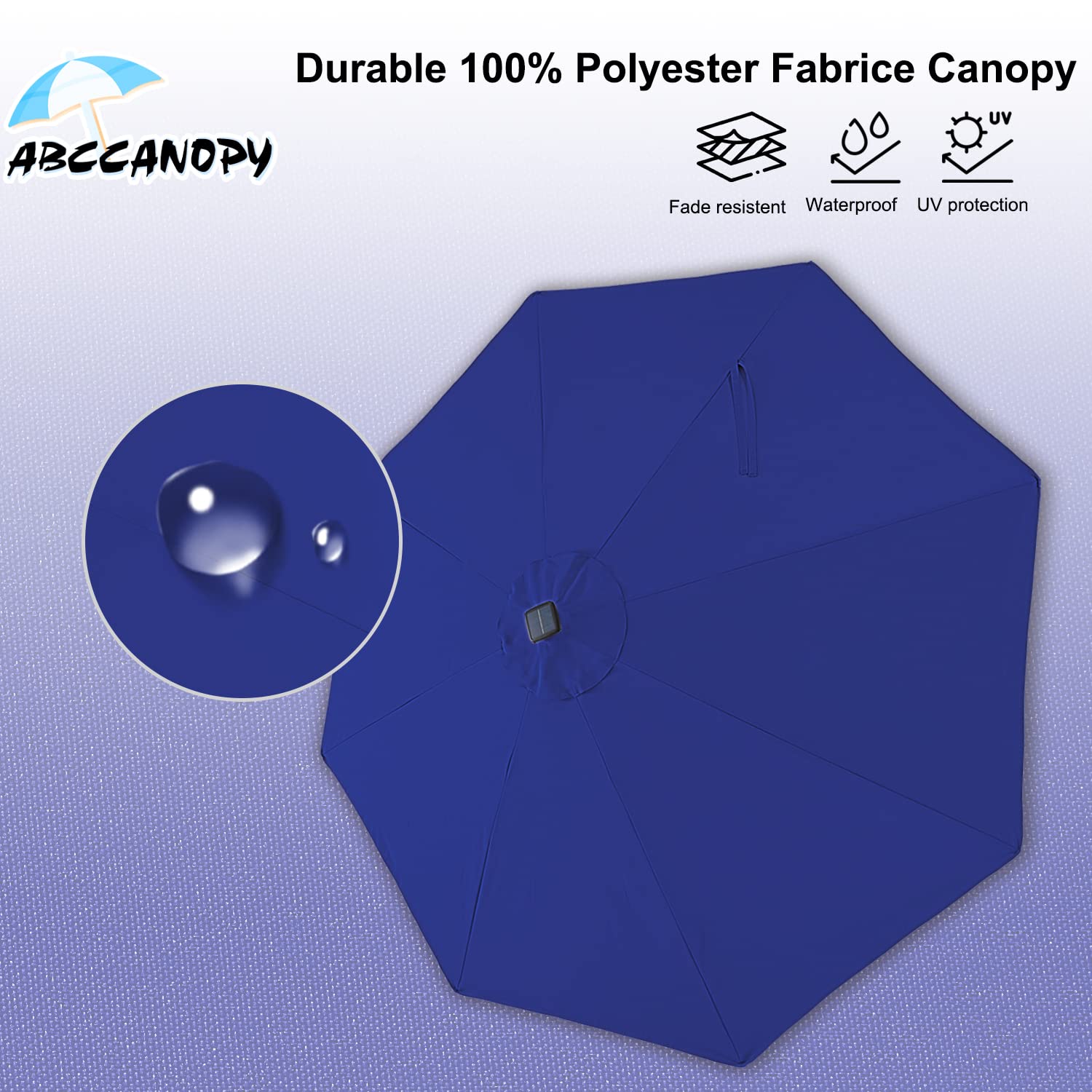 Durable 9FT Solar LED Patio Umbrella with 32 LED Lights - Blue Outdoor Canopy for Garden, Poolside & Backyard Relaxation