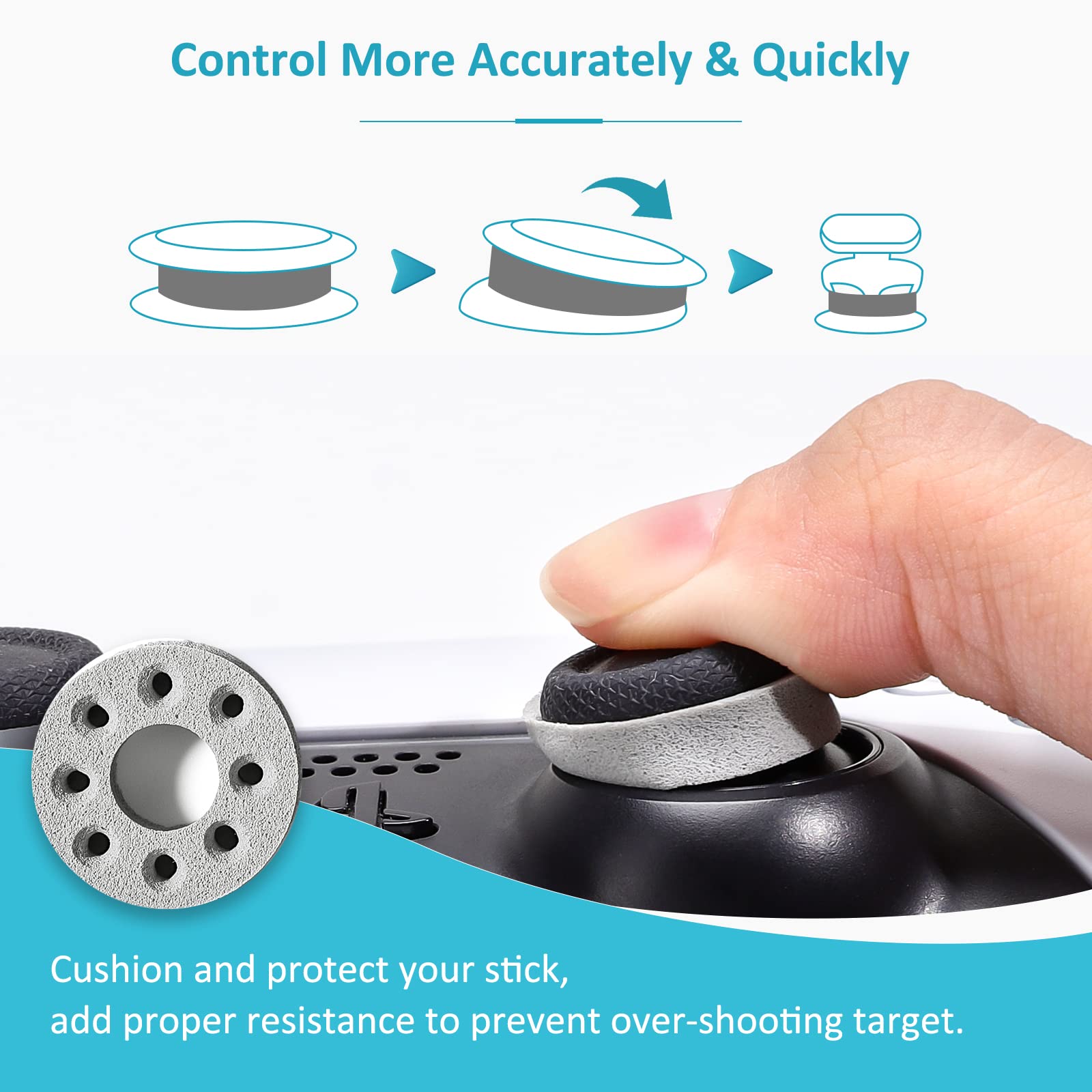 MoKo 18-Piece Precision Thumb Grips for PS5, Steam Deck, PS4, Xbox Series X/S, Xbox One, Nintendo Switch/OLED/Pro Controller, ROG Ally - 4 Adjustable Resistance Levels for Enhanced Gaming Performance - Perfect for FPS, Racing & Competitive Gaming