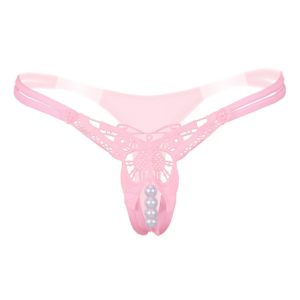 Sexy Lace Thongs for Women with Pearl Accents - Low Waist G-String Underwear (5 Pack, Pink, One Size) - Perfect for Date Night, Lingerie Gift & Sensual Occasions