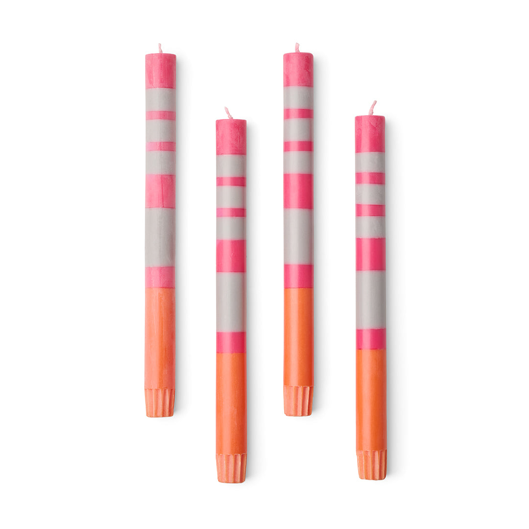 Premium Striped Taper Candles - Set of 4 Elegant Dinner Candles for Romantic Dining, Wedding Centerpieces & Holiday Decor