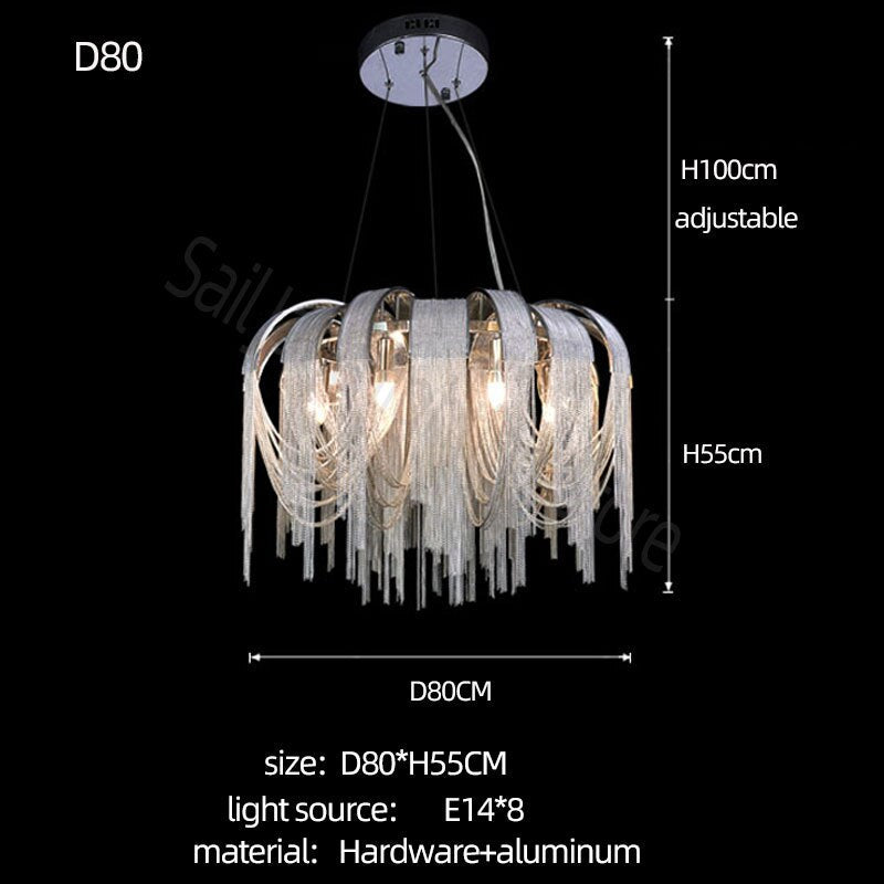 Stylish Chain Chandelier - Modern Crystal Ceiling Light Fixture for Dining Room, Living Room & Bedroom | Elegant Home Decor Lighting for Contemporary Spaces