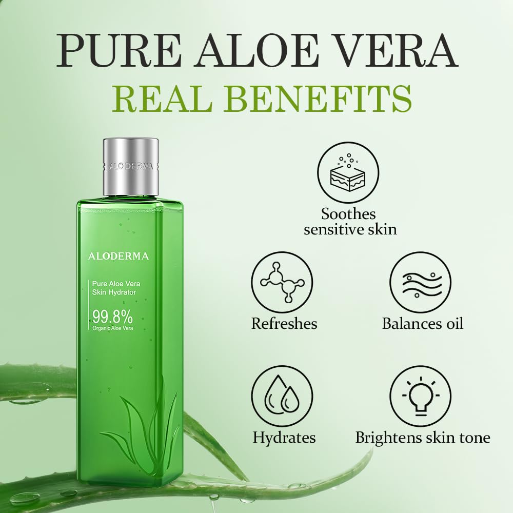 Pure Aloe Vera Gel Set - 2 Pack (200g Each) for Face & Body Hydration, Sunburn Relief & Hair Care - Natural Moisturizer for Dry Skin & After Sun Care